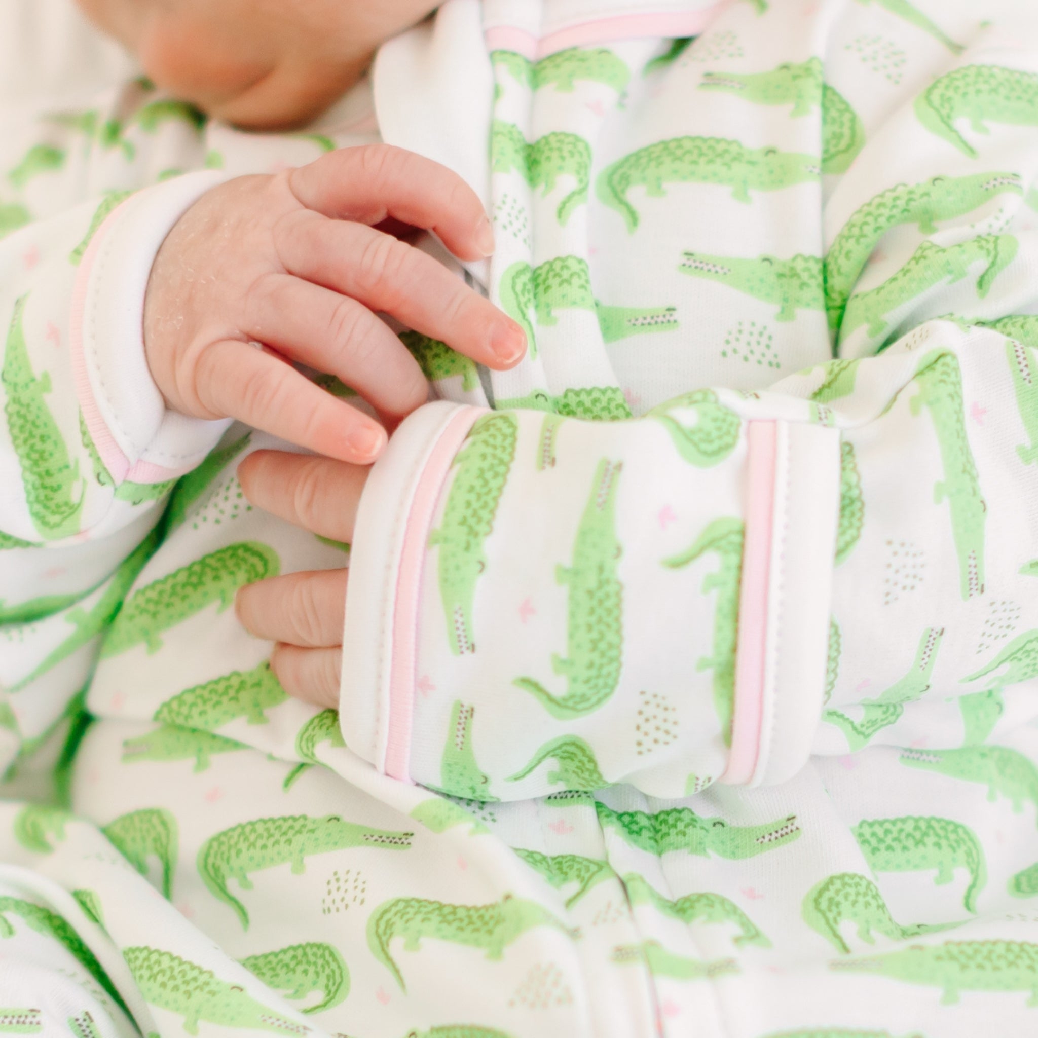 Bayou Baby Print Zip Footie - Pink - Magnolia BabyFootie