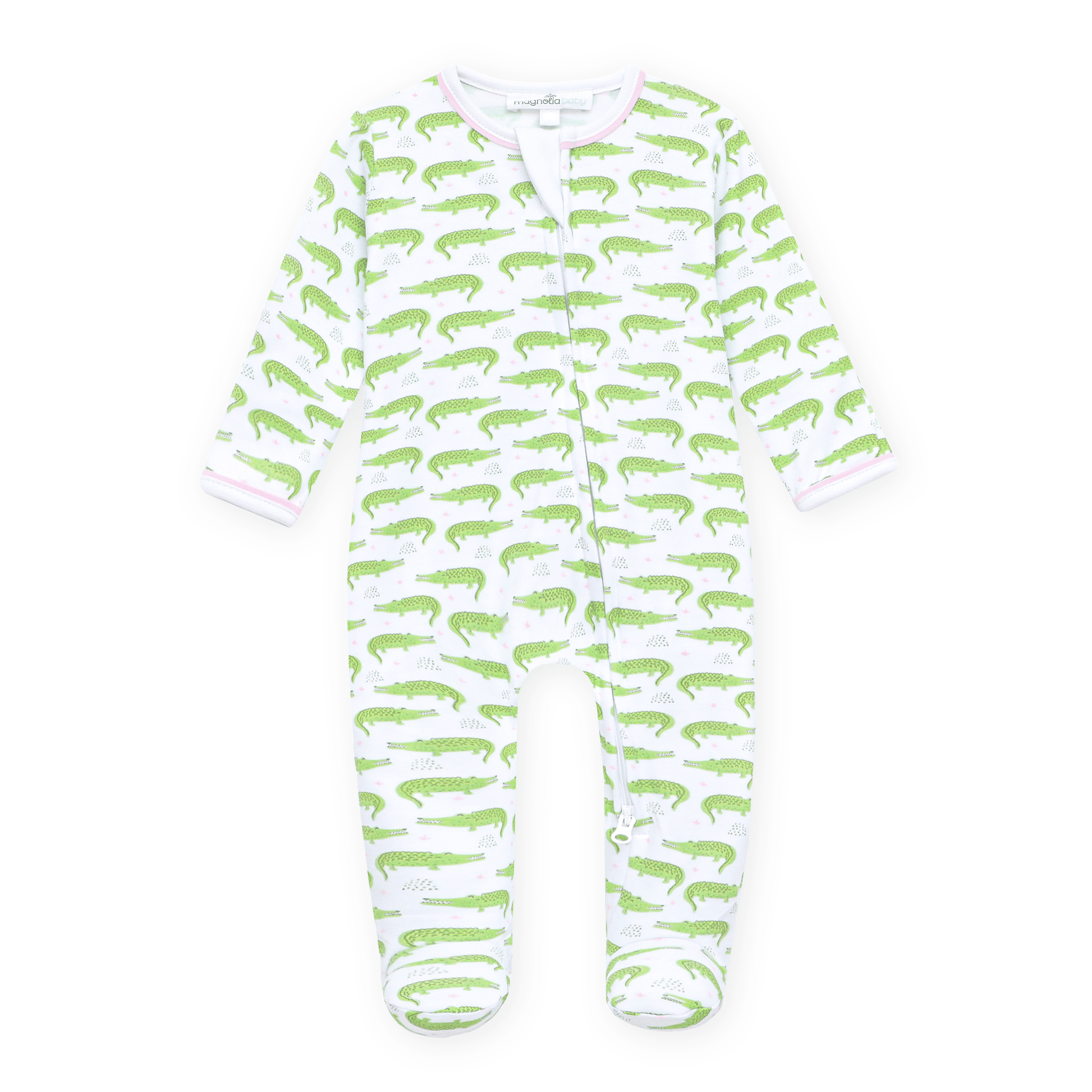 Bayou Baby Print Zip Footie - Pink - Magnolia BabyFootie