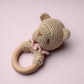 Bear Bamboo Crochet Woodring Rattle - Pink - Magnolia BabyRattle
