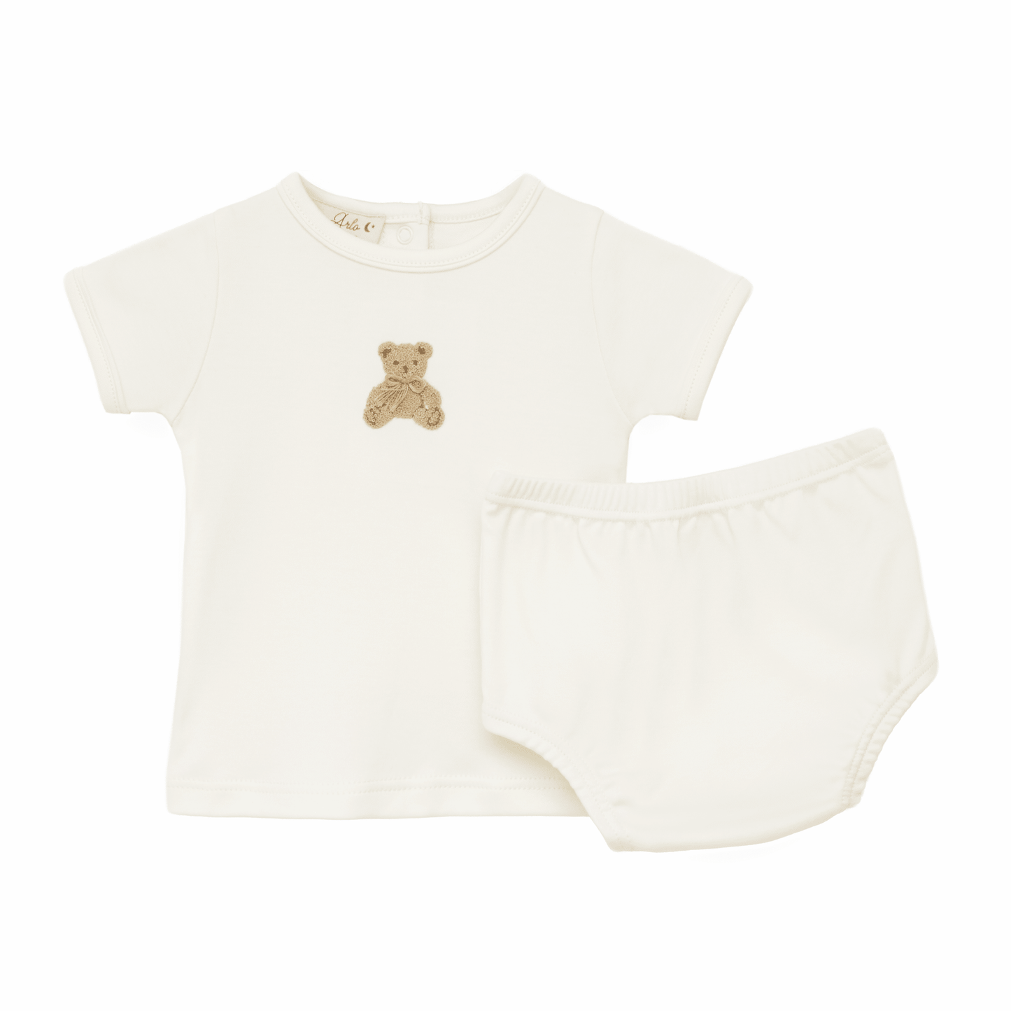 Bear Hugs Hand-Embroidered Diaper Cover Set - Ivory - Magnolia BabyDiaper Cover