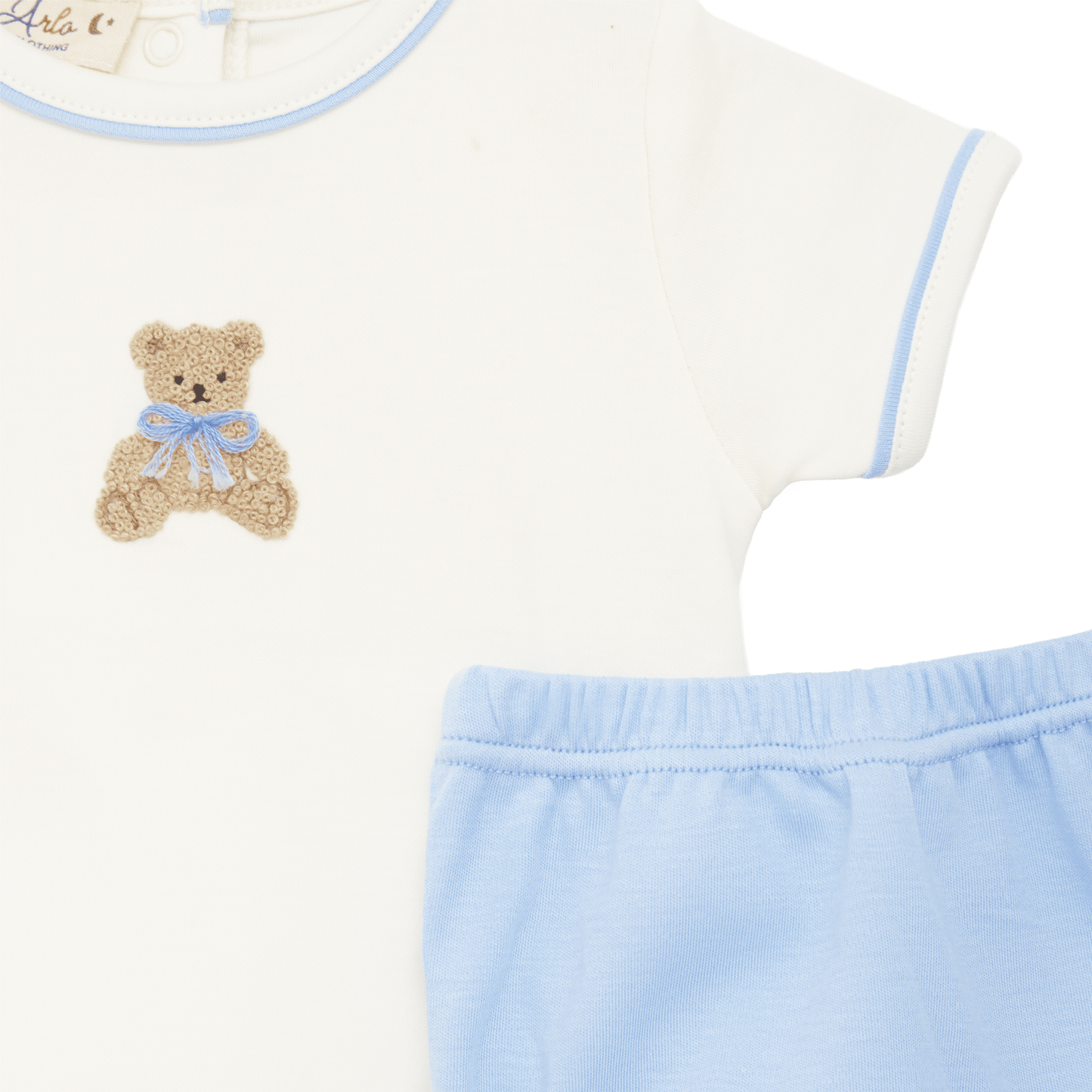 Bear Hugs Hand-Embroidered Diaper Cover Set - Sky - Magnolia BabyDiaper Cover