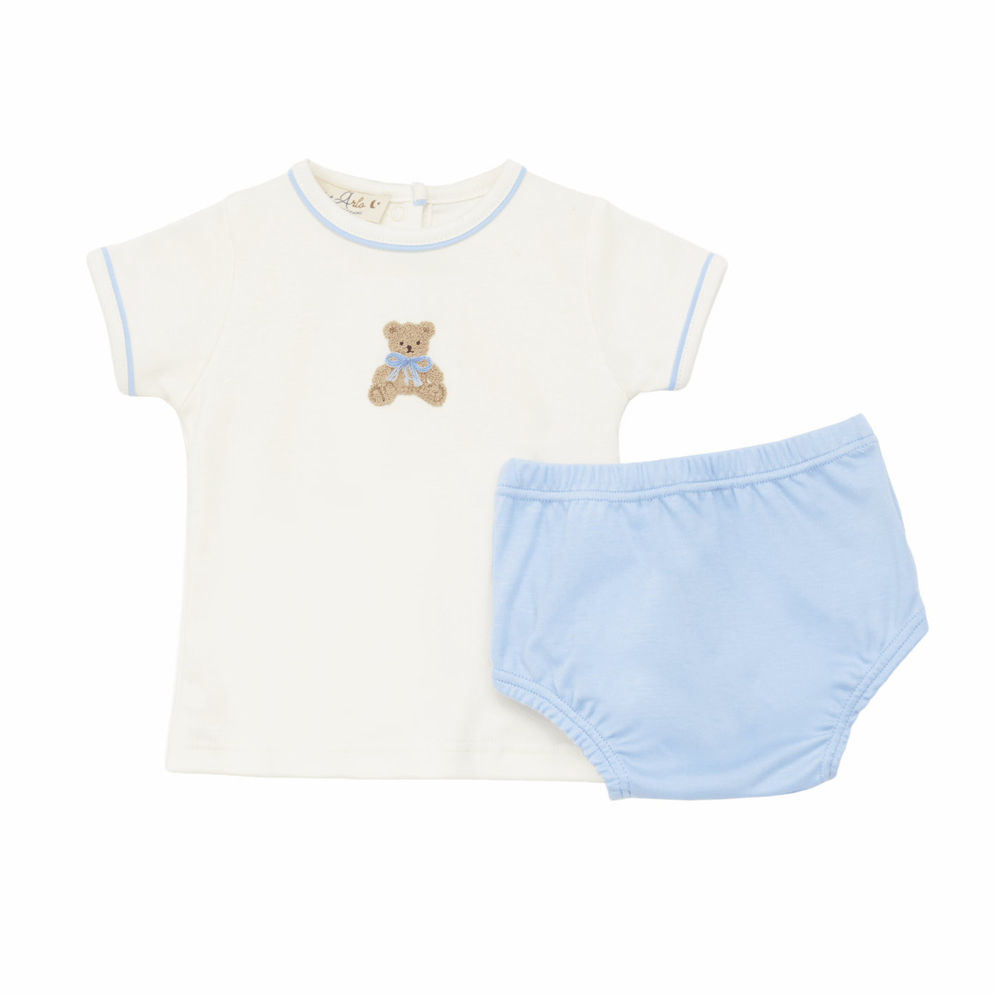 Bear Hugs Hand-Embroidered Diaper Cover Set - Sky - Magnolia BabyDiaper Cover