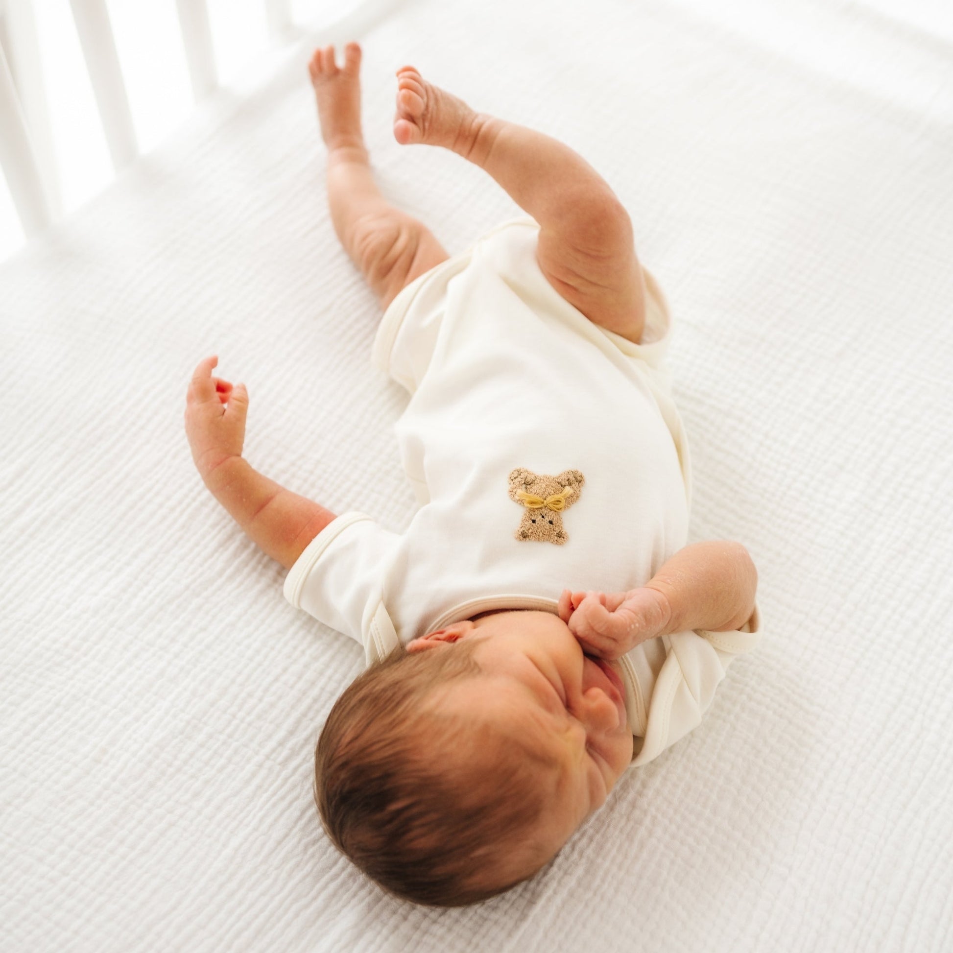 Bear Hugs Hand-Embroidered Lap Bodysuit - Ivory - Magnolia BabyBodysuit