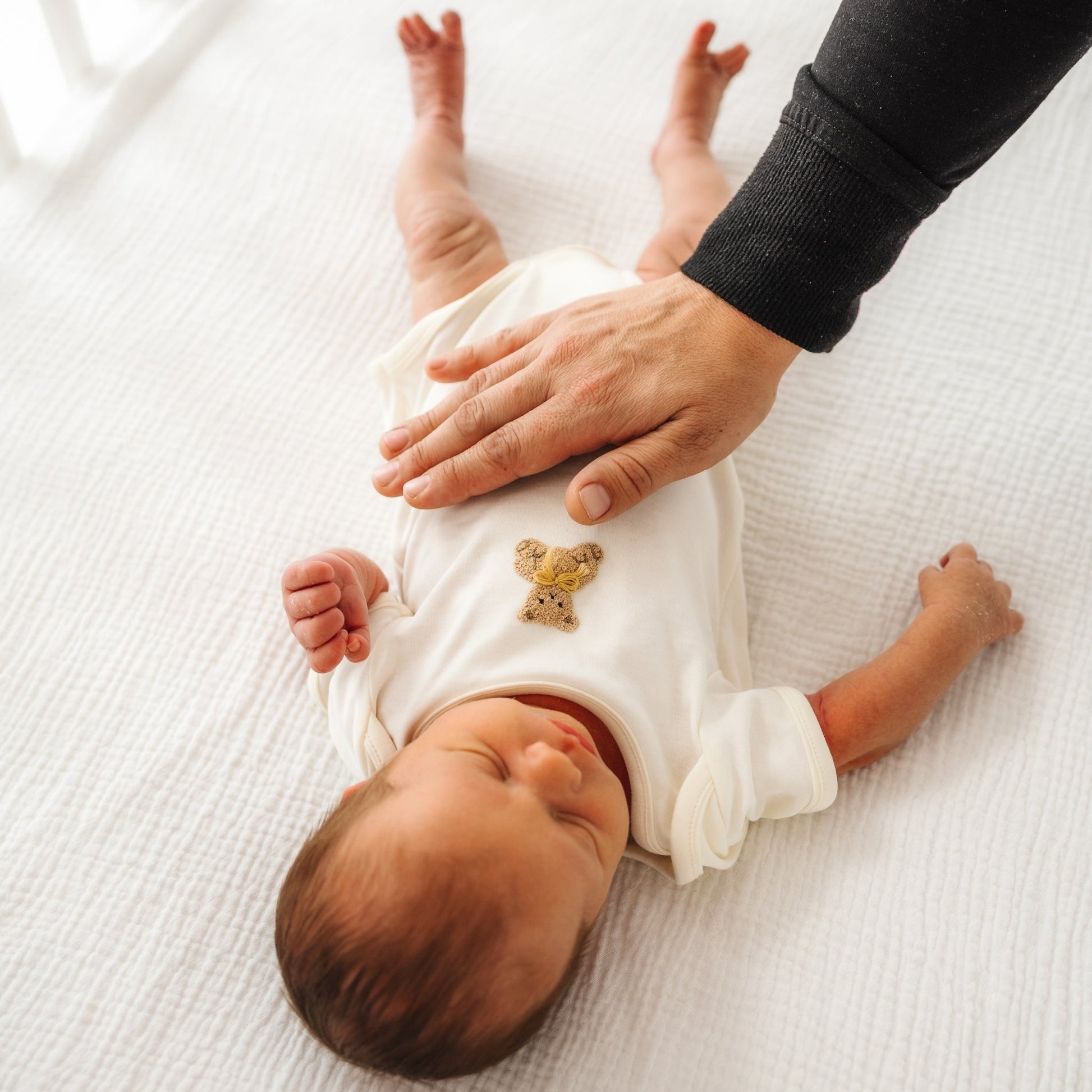 Bear Hugs Hand-Embroidered Lap Bodysuit - Ivory - Magnolia BabyBodysuit