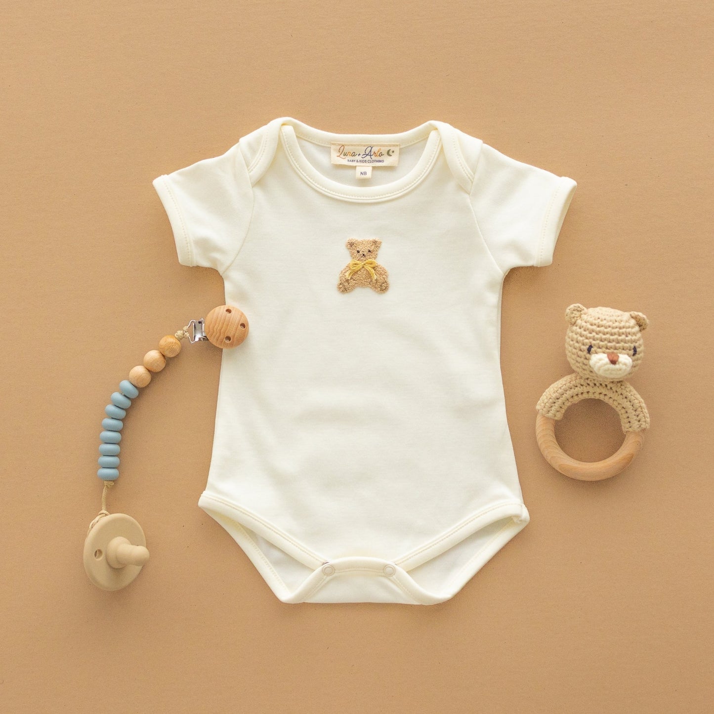 Bear Hugs Hand-Embroidered Lap Bodysuit - Ivory - Magnolia BabyBodysuit