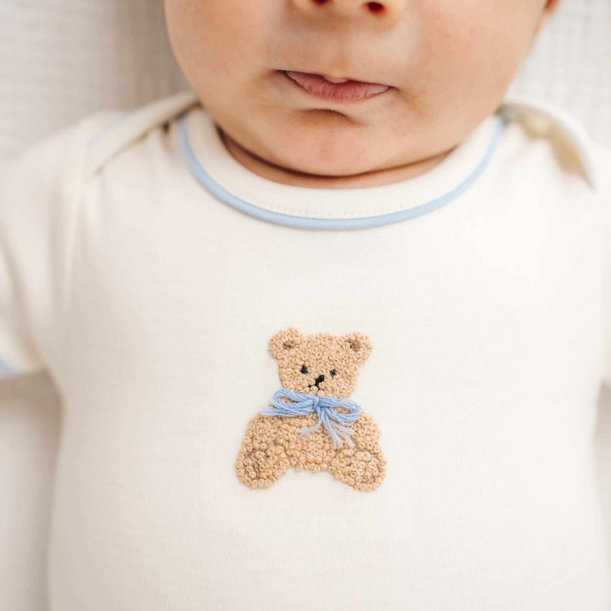 Bear Hugs Hand-Embroidered Lap Bodysuit - Sky - Magnolia BabyBodysuit