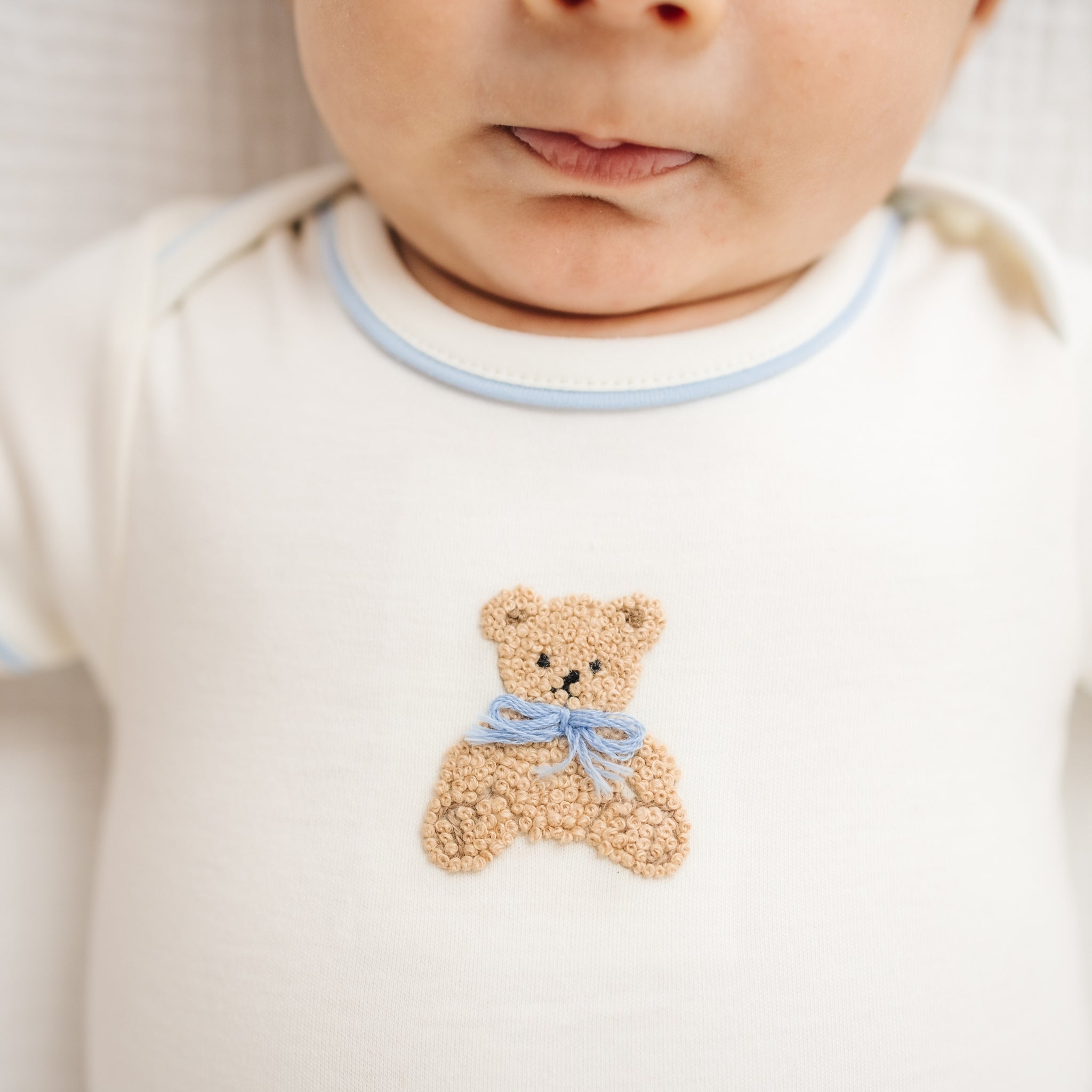 Bear Hugs Hand-Embroidered Lap Bodysuit - Sky - Magnolia BabyBodysuit
