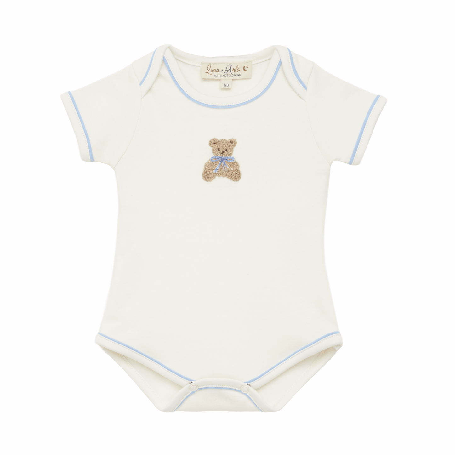 Bear Hugs Hand-Embroidered Lap Bodysuit - Sky - Magnolia BabyBodysuit