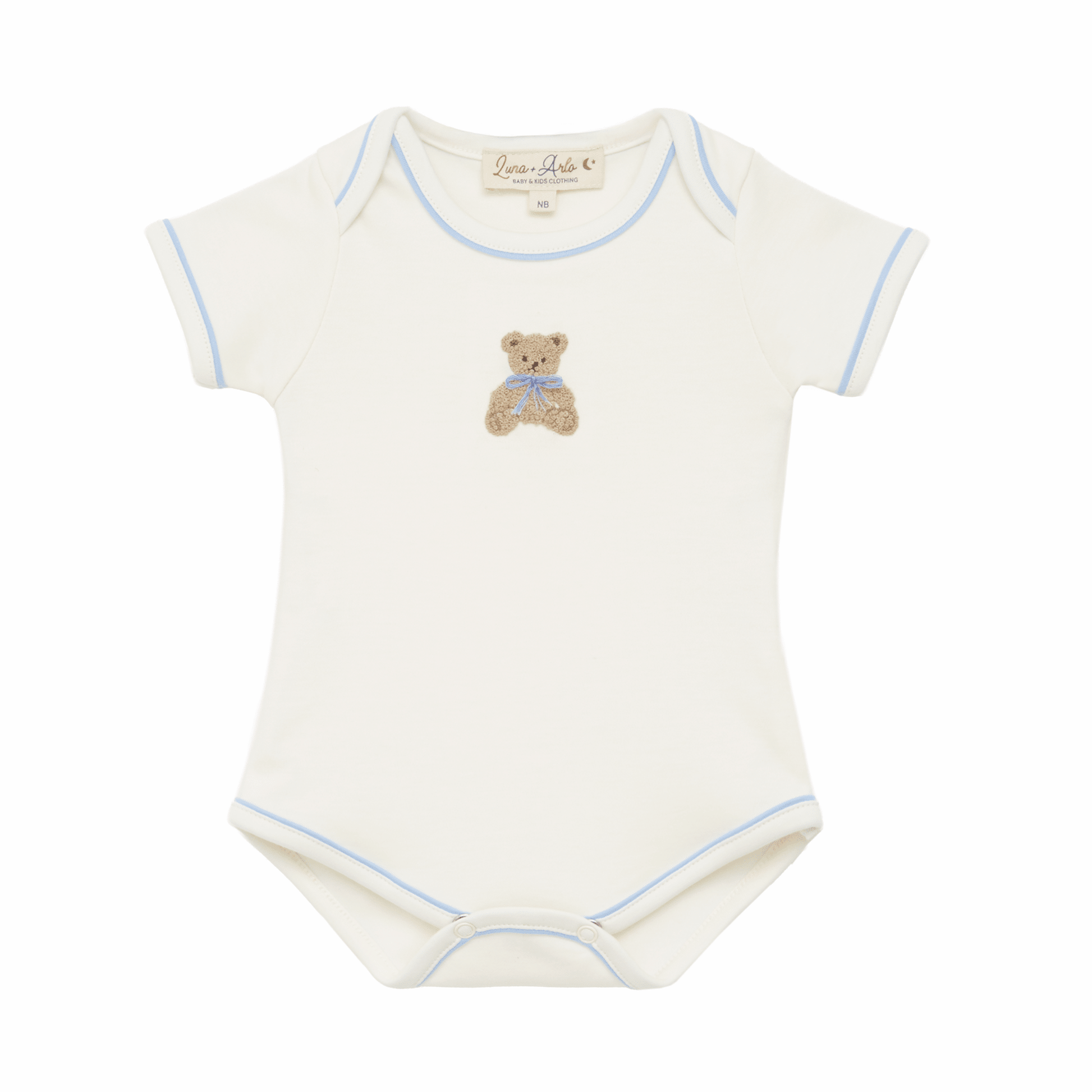 Bear Hugs Hand-Embroidered Lap Bodysuit - Sky - Magnolia BabyBodysuit