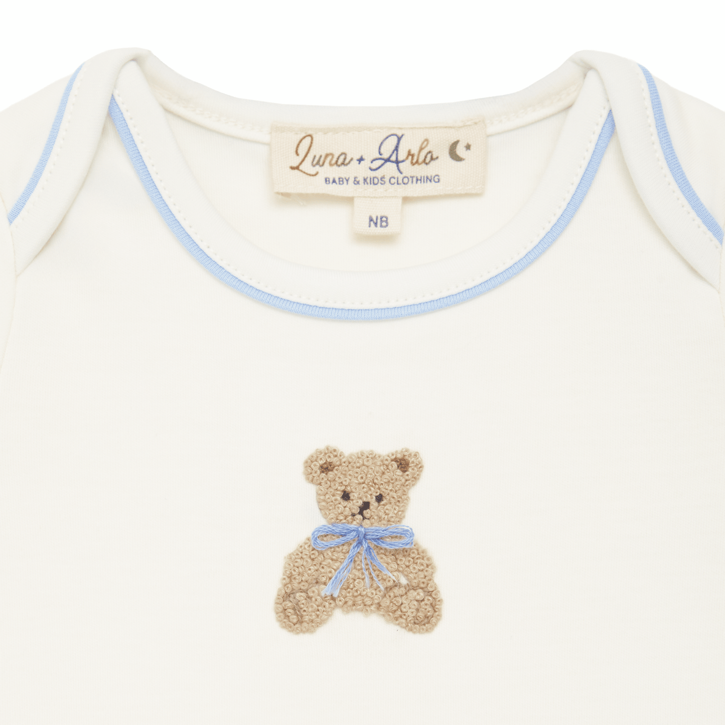 Bear Hugs Hand-Embroidered Lap Bodysuit - Sky - Magnolia BabyBodysuit