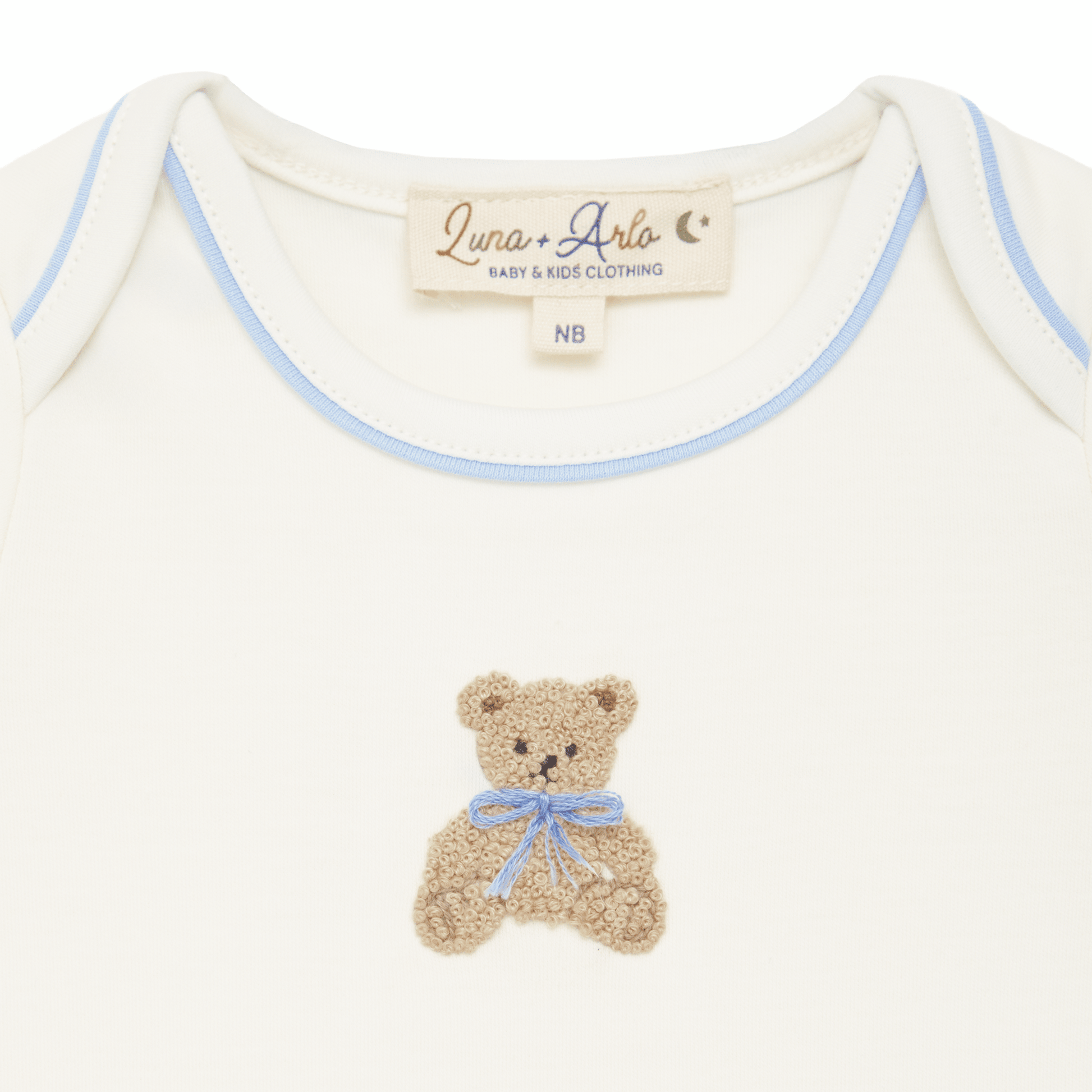 Bear Hugs Hand-Embroidered Lap Bodysuit - Sky - Magnolia BabyBodysuit