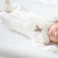 Bear Hugs Hand Embroidered Zip Footie - Sky - Magnolia BabyFootie
