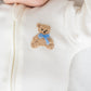 Bear Hugs Hand Embroidered Zip Footie - Sky - Magnolia BabyFootie