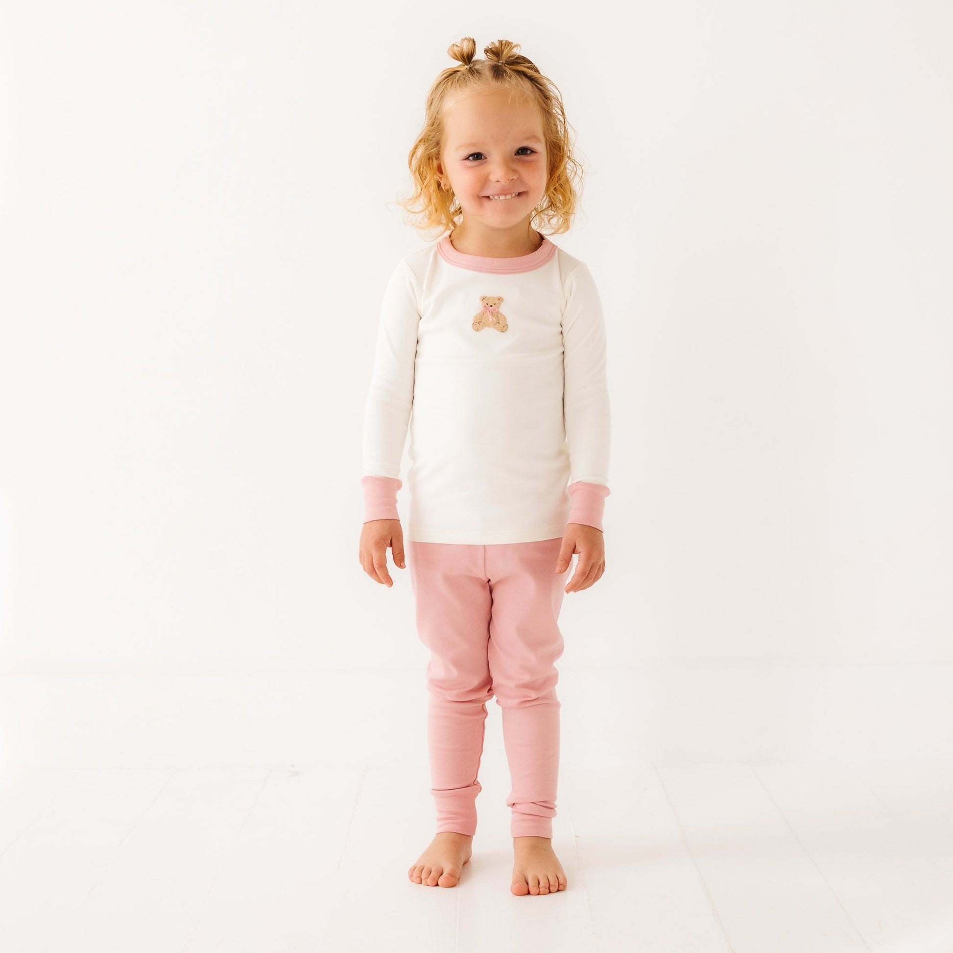 Bear Hugs Long Pajamas - Dusty Rose - Magnolia BabyLong Pajamas