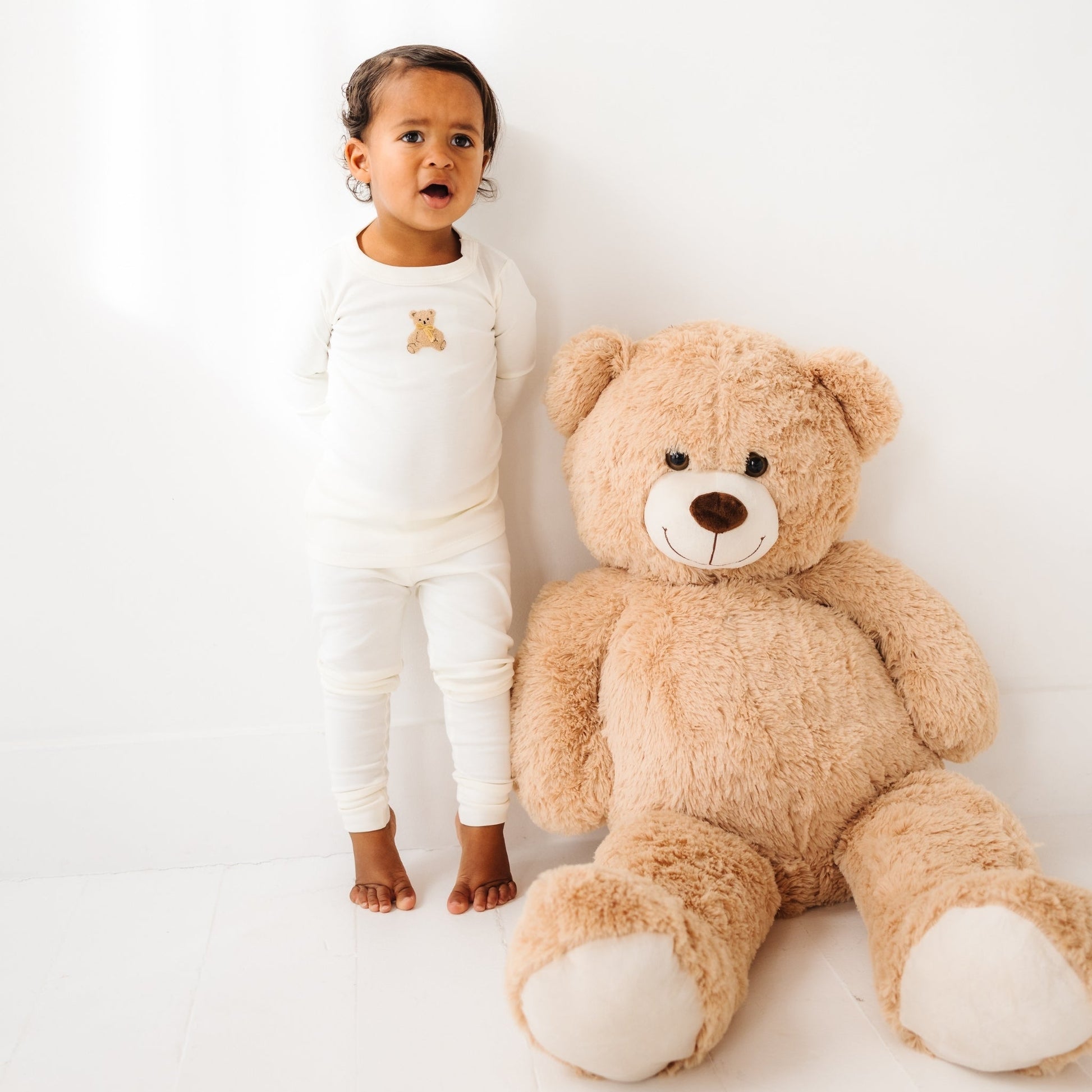 Bear Hugs Long Pajamas - Ivory - Magnolia BabyLong Pajamas