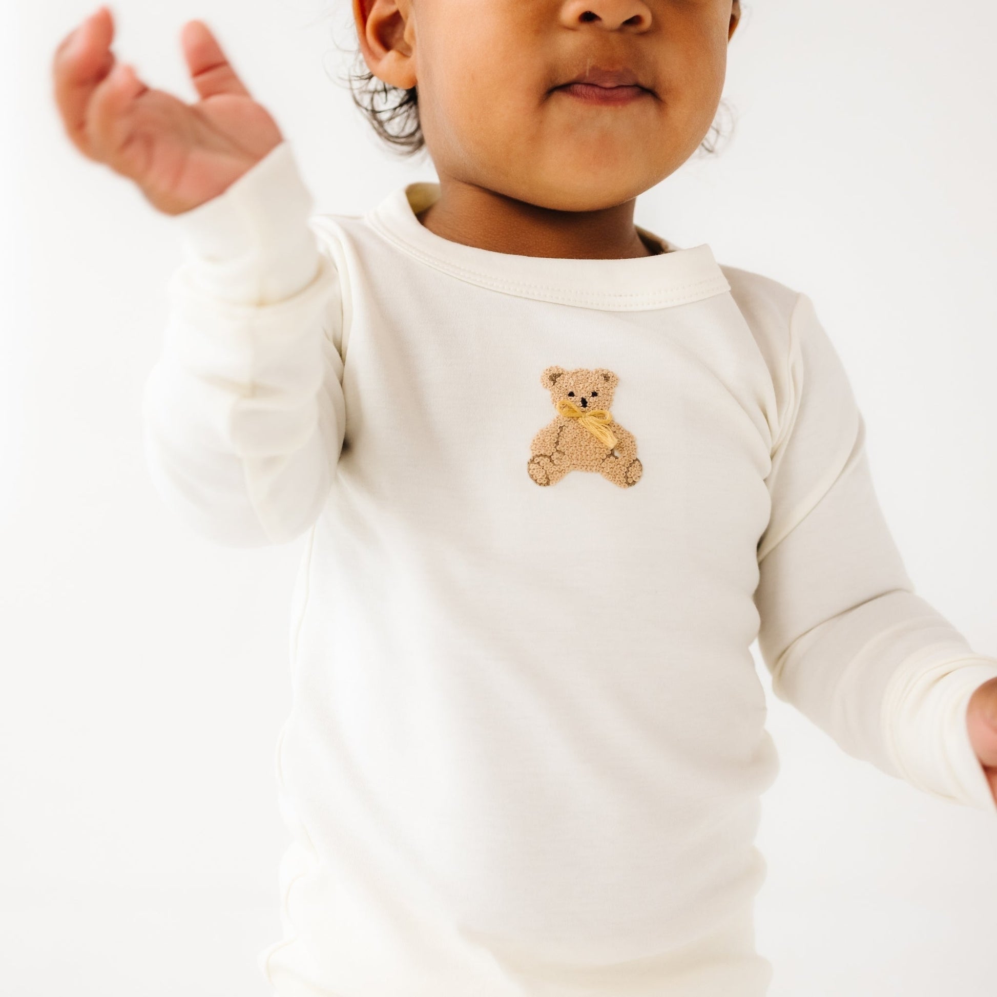Bear Hugs Long Pajamas - Ivory - Magnolia BabyLong Pajamas