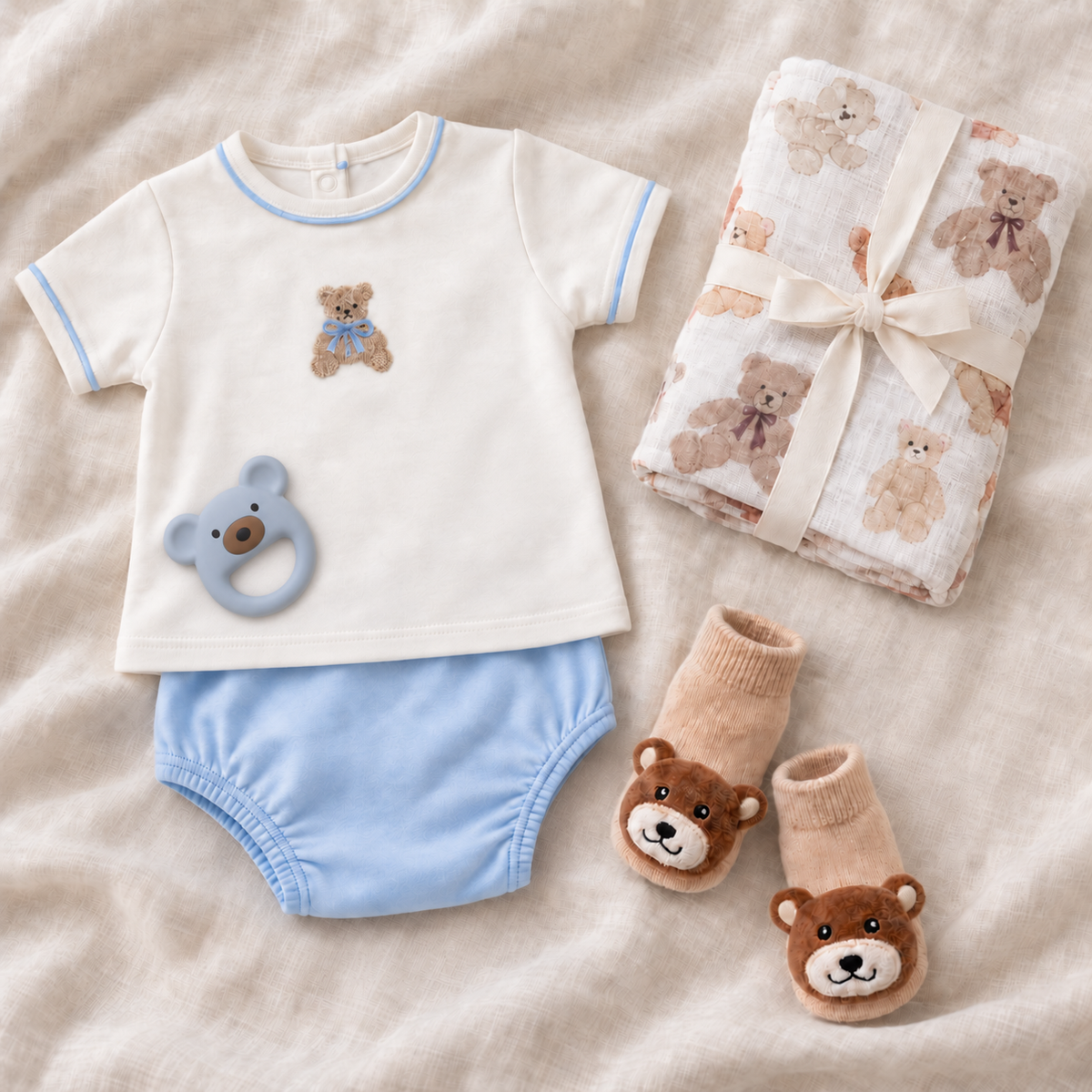 Baby Boy Diaper Cover Gift Set - Bear Hugs