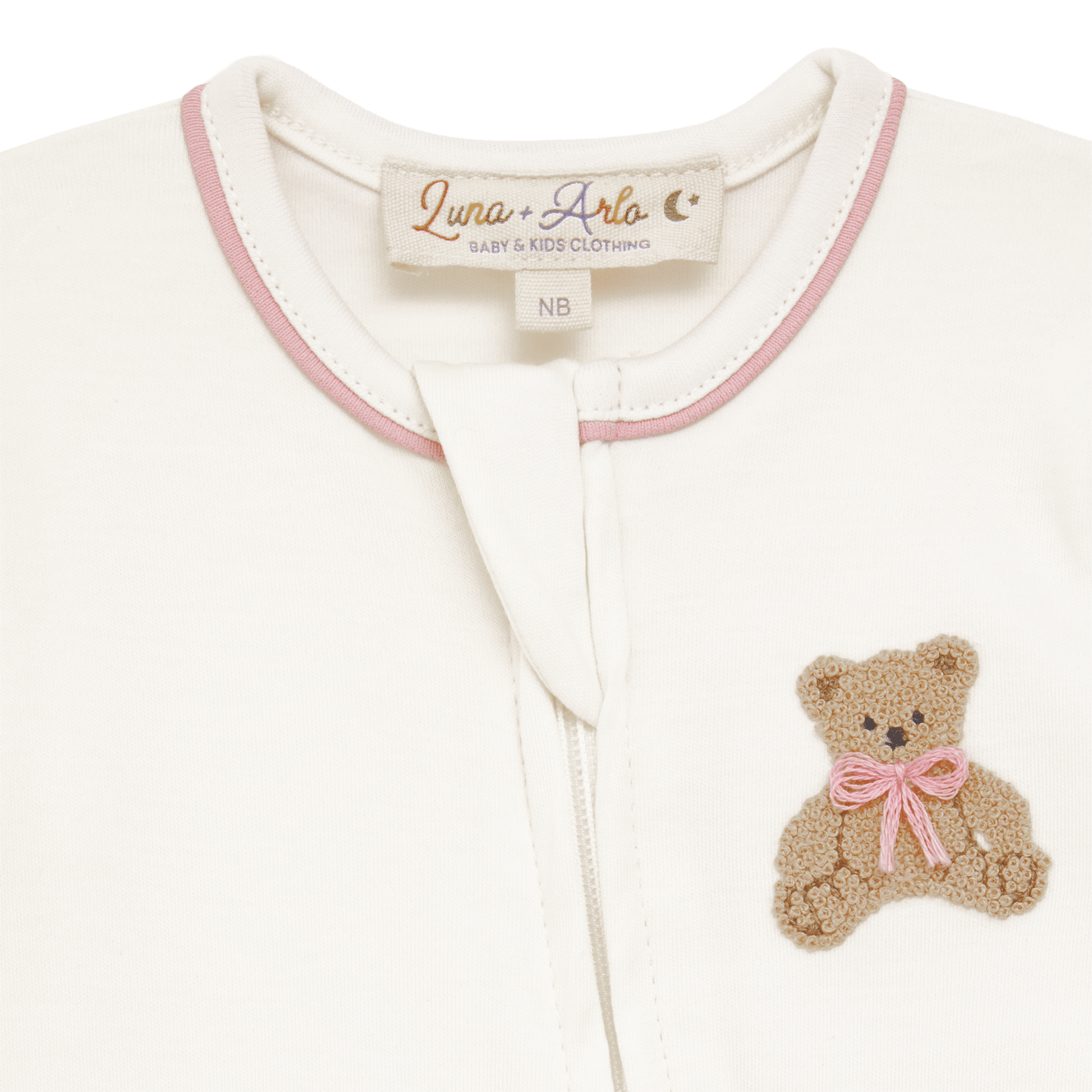 Bear Hugs Zip Footie - Dusty Rose - Magnolia BabyFootie