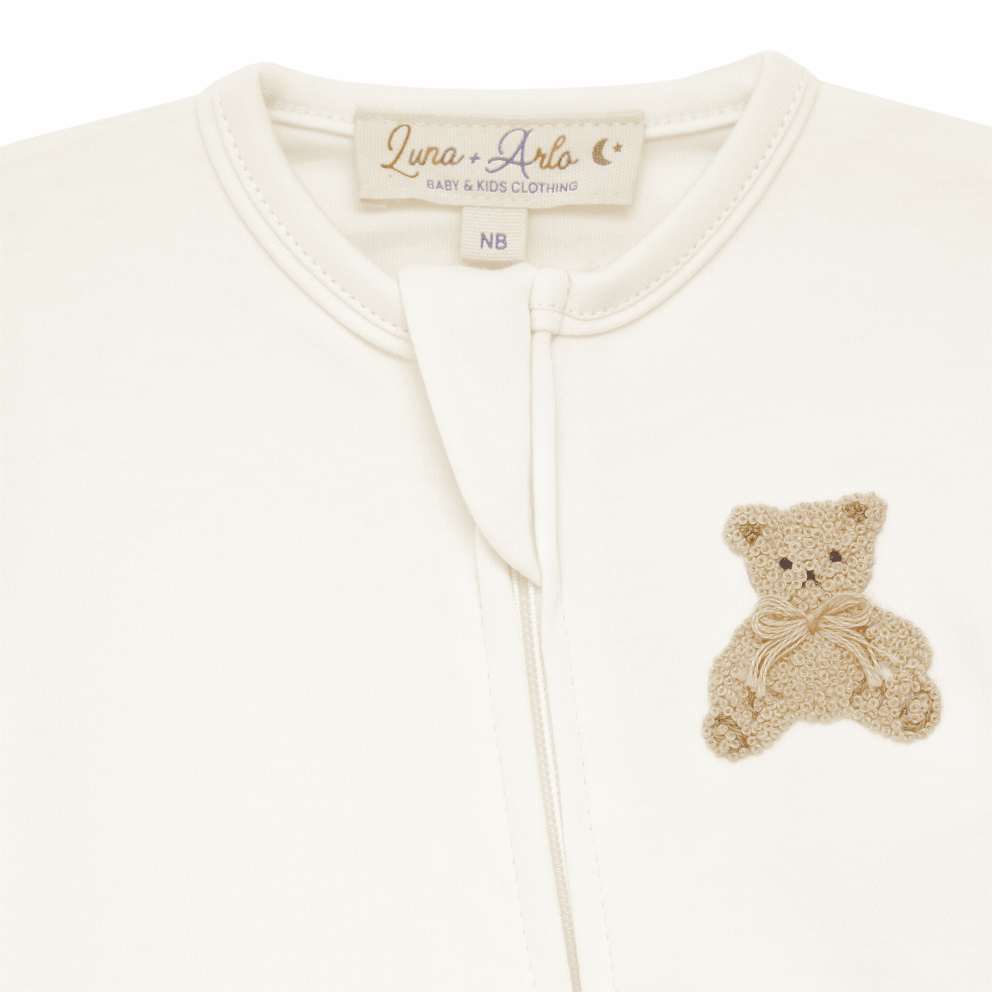 Bear Hugs Zip Footie - Ivory - Magnolia BabyFootie
