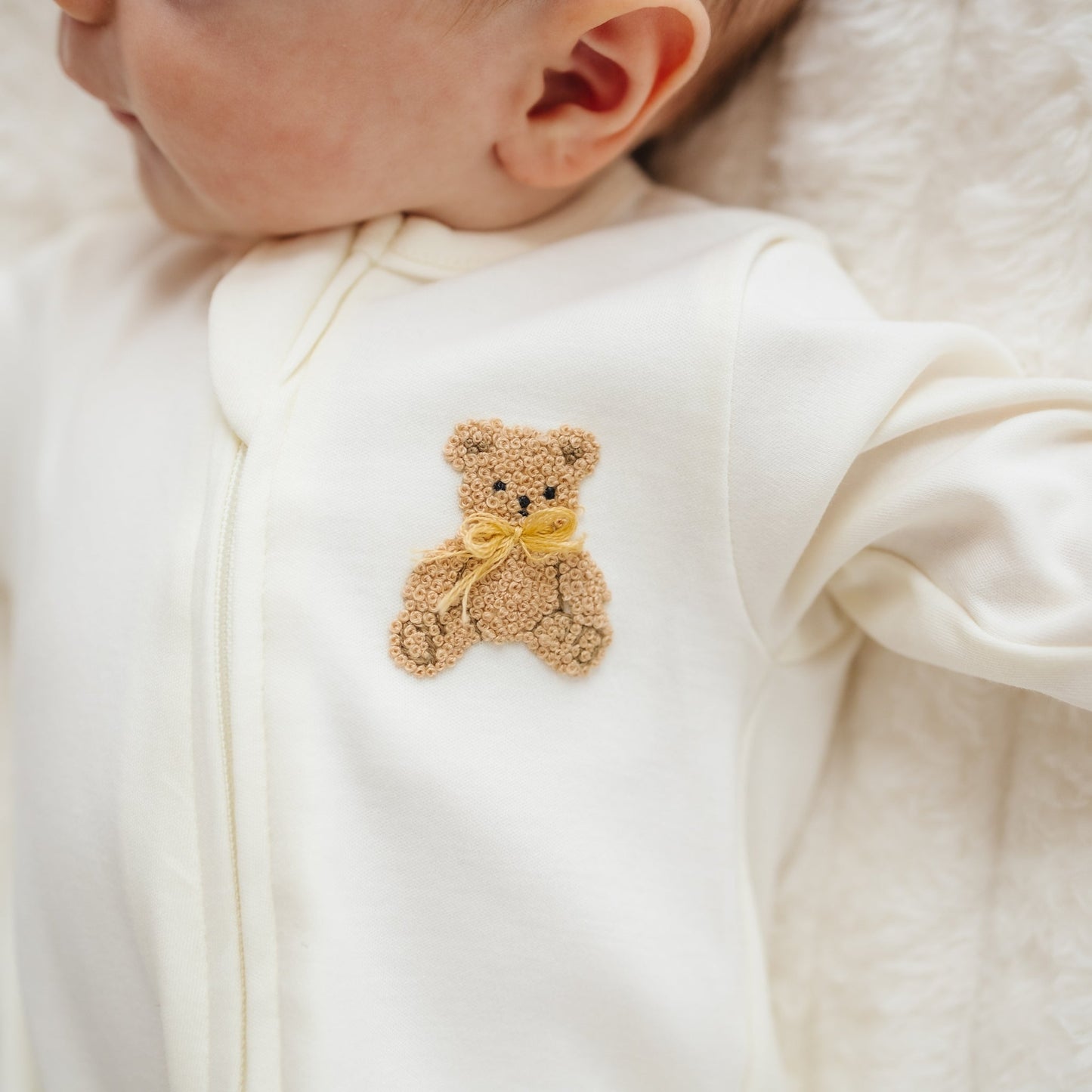 Bear Hugs Zip Footie - Ivory - Magnolia BabyFootie