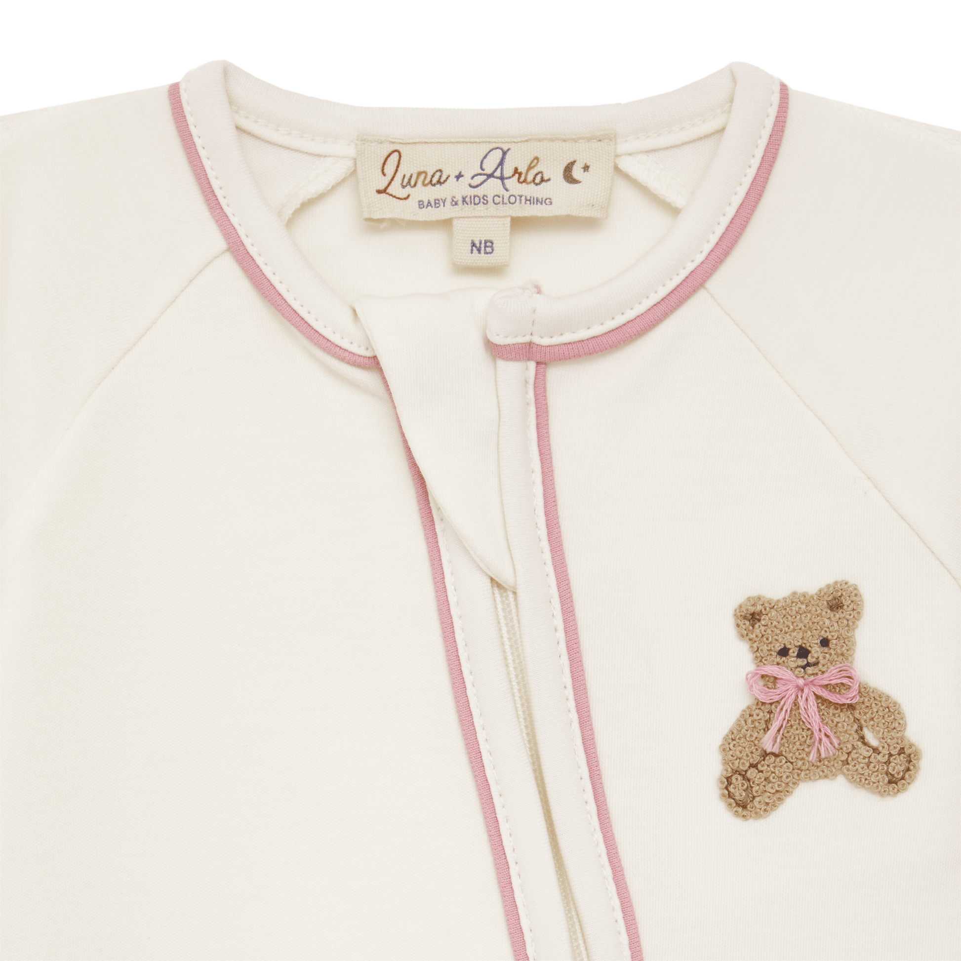 Bear Hugs Zip Playsuit - Dusty Rose - Magnolia BabyPlaysuit