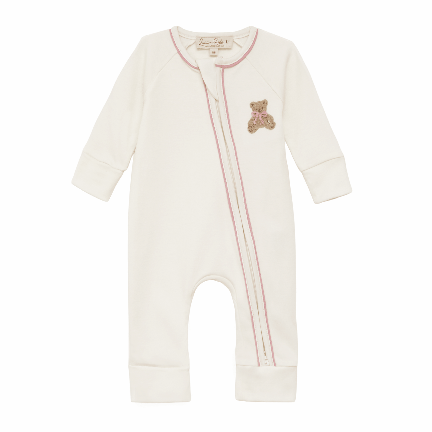 Bear Hugs Zip Playsuit - Dusty Rose - Magnolia BabyPlaysuit