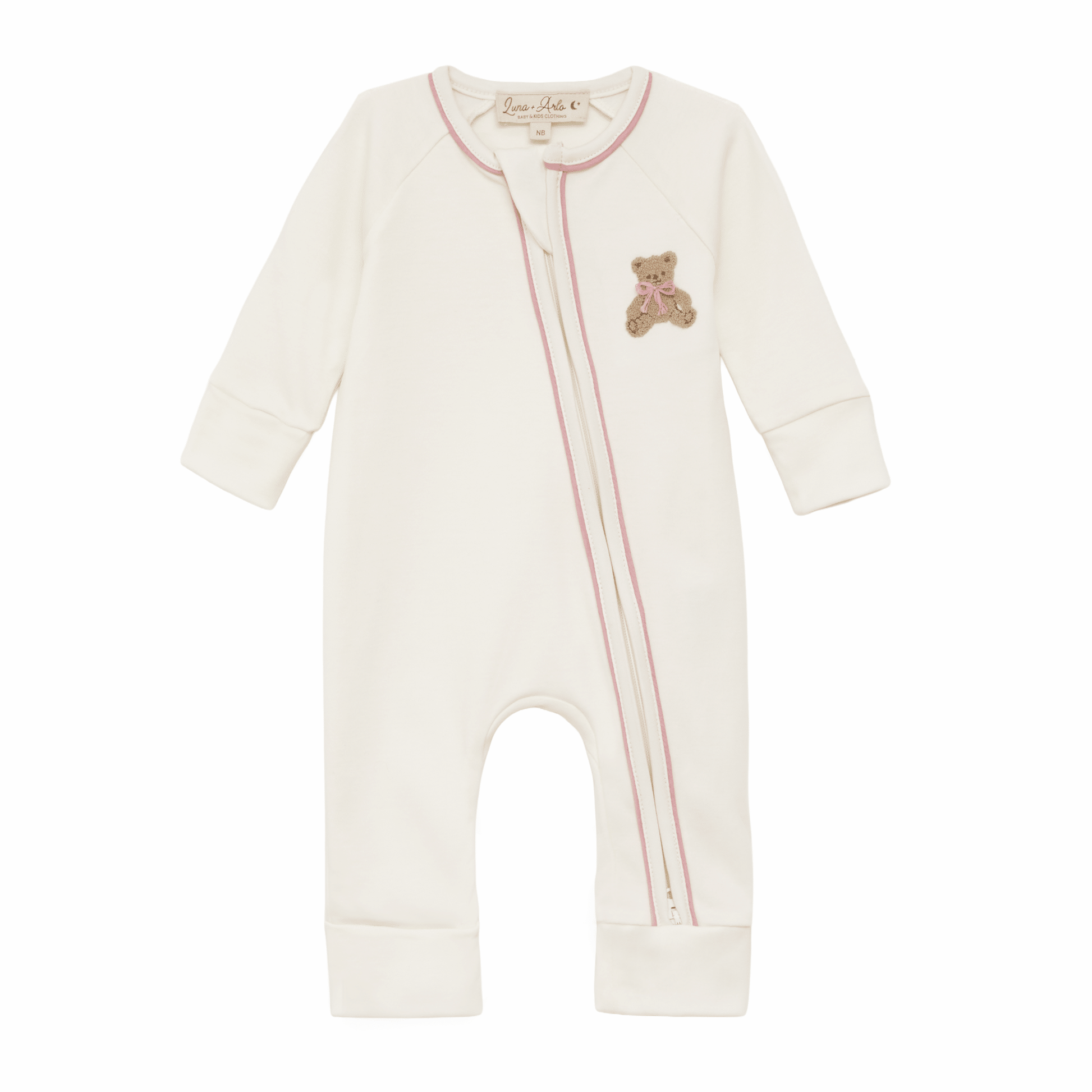 Bear Hugs Zip Playsuit - Dusty Rose - Magnolia BabyPlaysuit