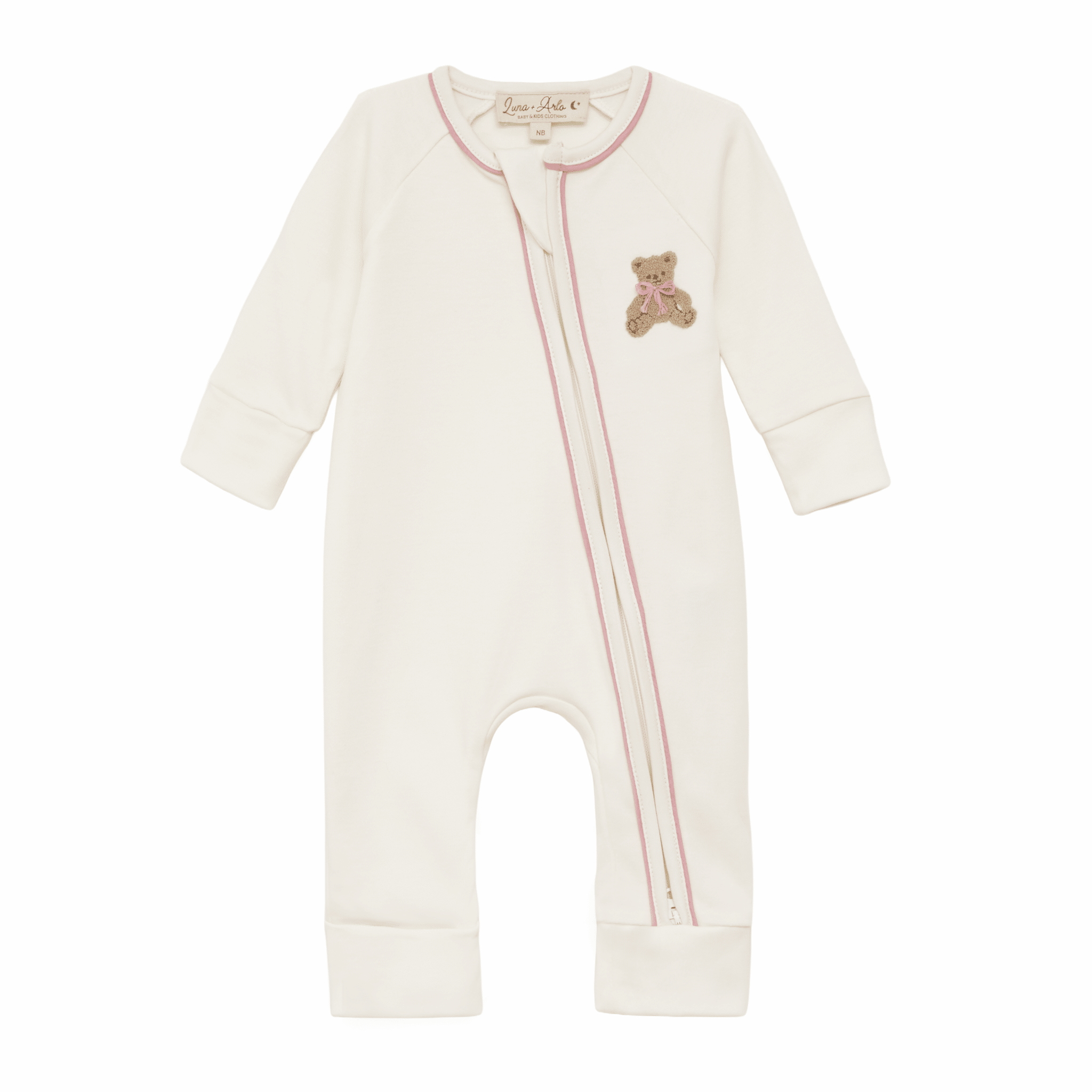 Bear Hugs Zip Playsuit - Dusty Rose - Magnolia BabyPlaysuit