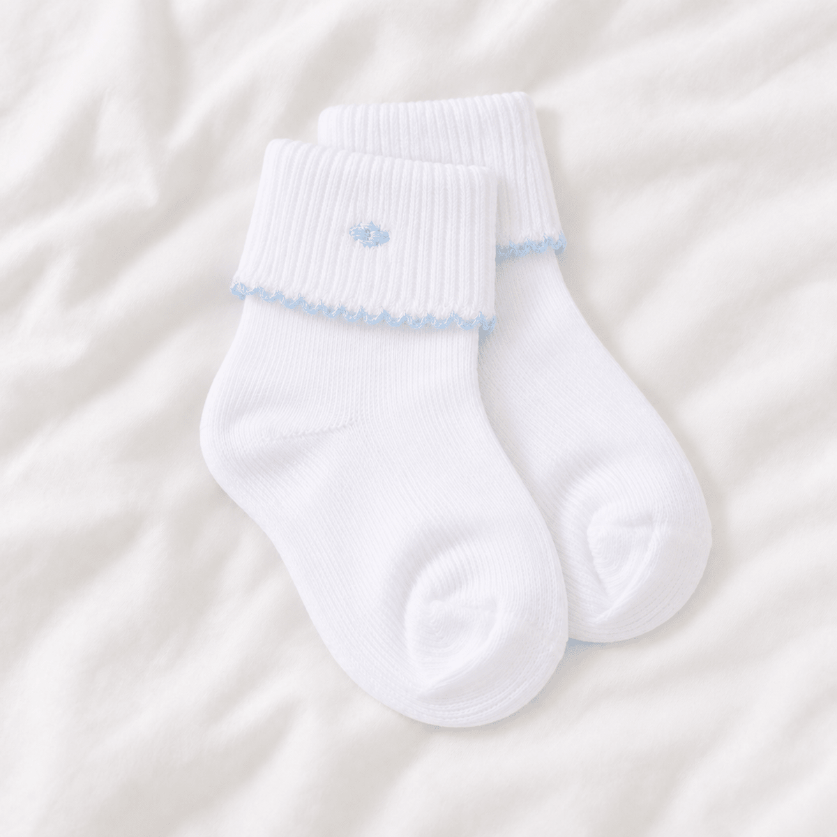 Magnolia Baby_Benjamin Hand-Embroidered Socks - Light Blue_1