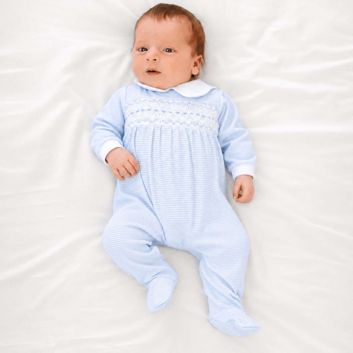 Magnolia Baby_Benjamin Smocked Footie - Light Blue_1
