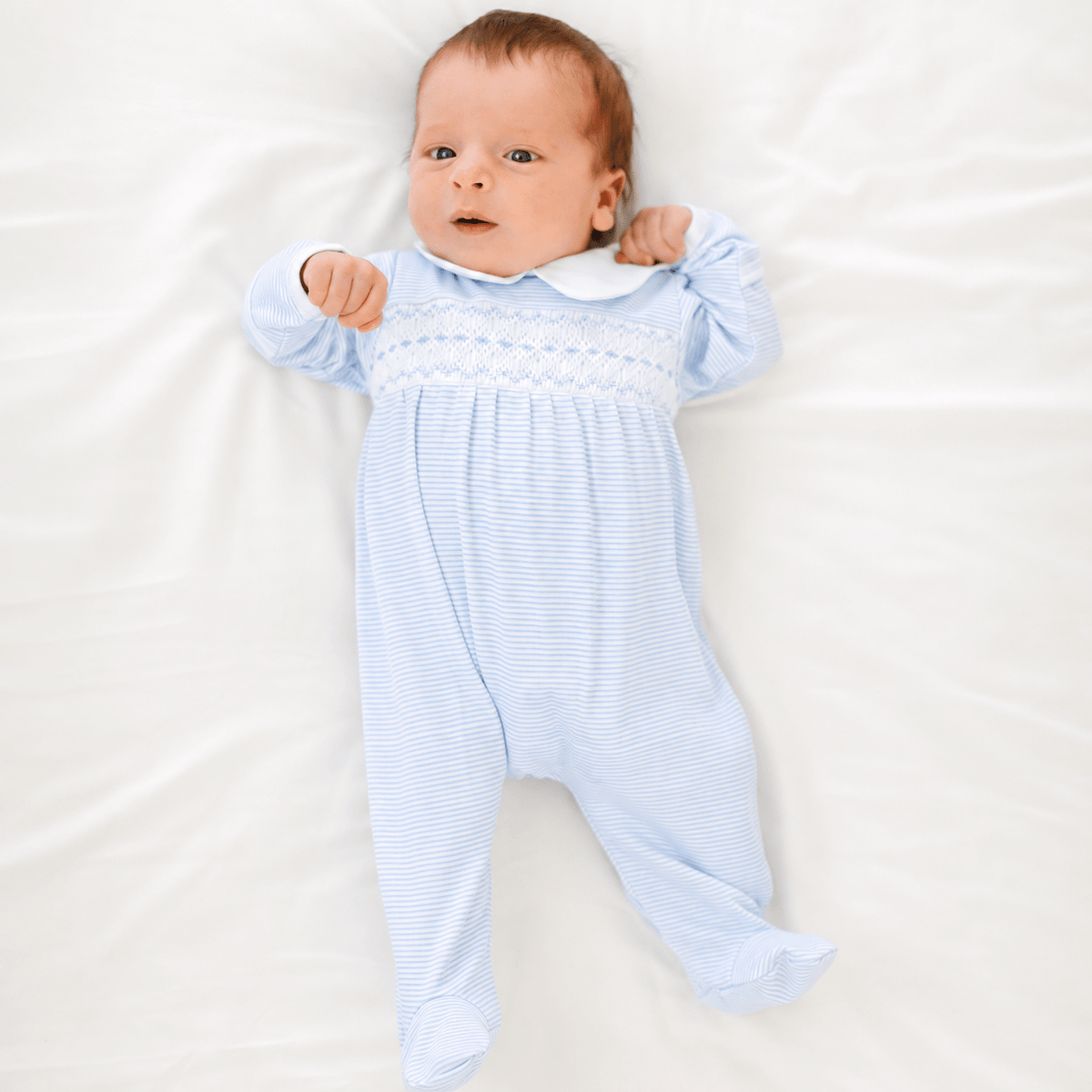 Magnolia Baby_Benjamin Smocked Footie - Light Blue_3