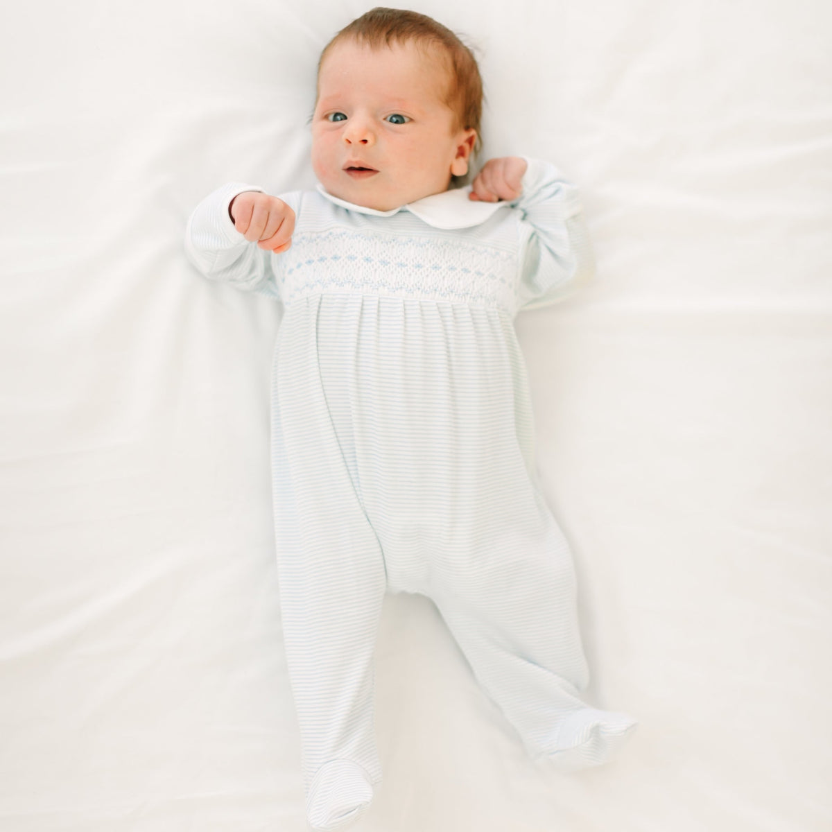 Magnolia Baby_Benjamin Smocked Footie - Light Blue_2