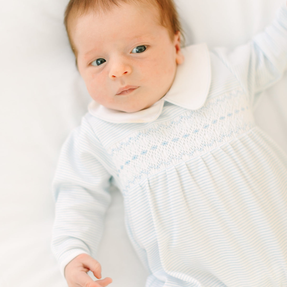 Magnolia Baby_Benjamin Smocked Footie - Light Blue_1