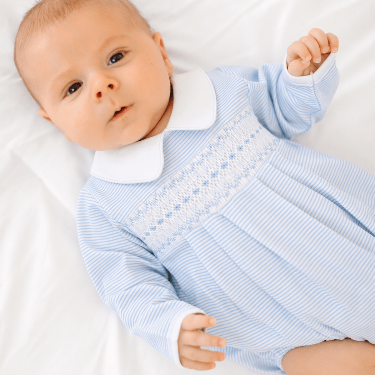 Magnolia Baby_Benjamin Smocked Long Sleeve Bubble - Light Blue_2
