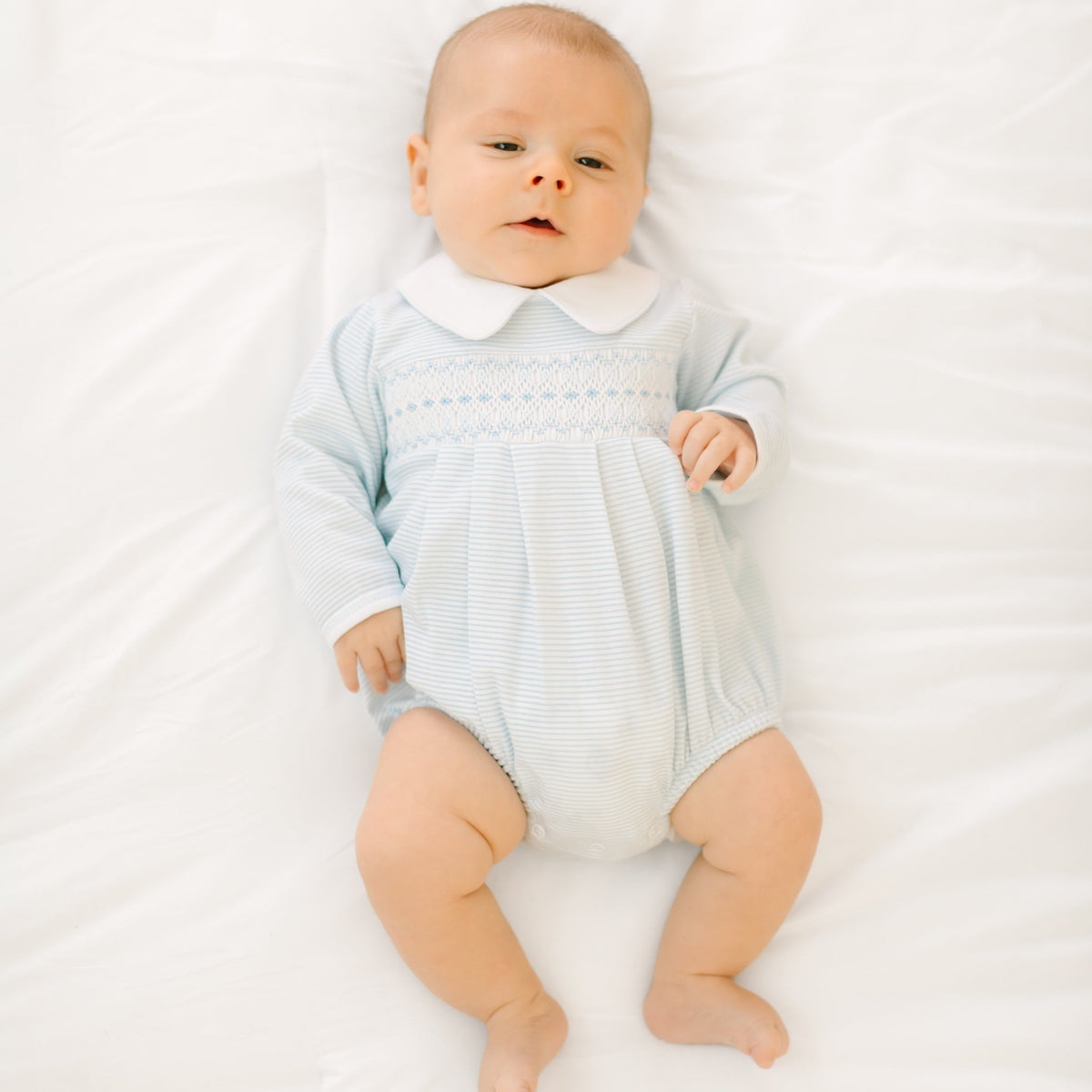 Magnolia Baby_Benjamin Smocked Long Sleeve Bubble - Light Blue_2