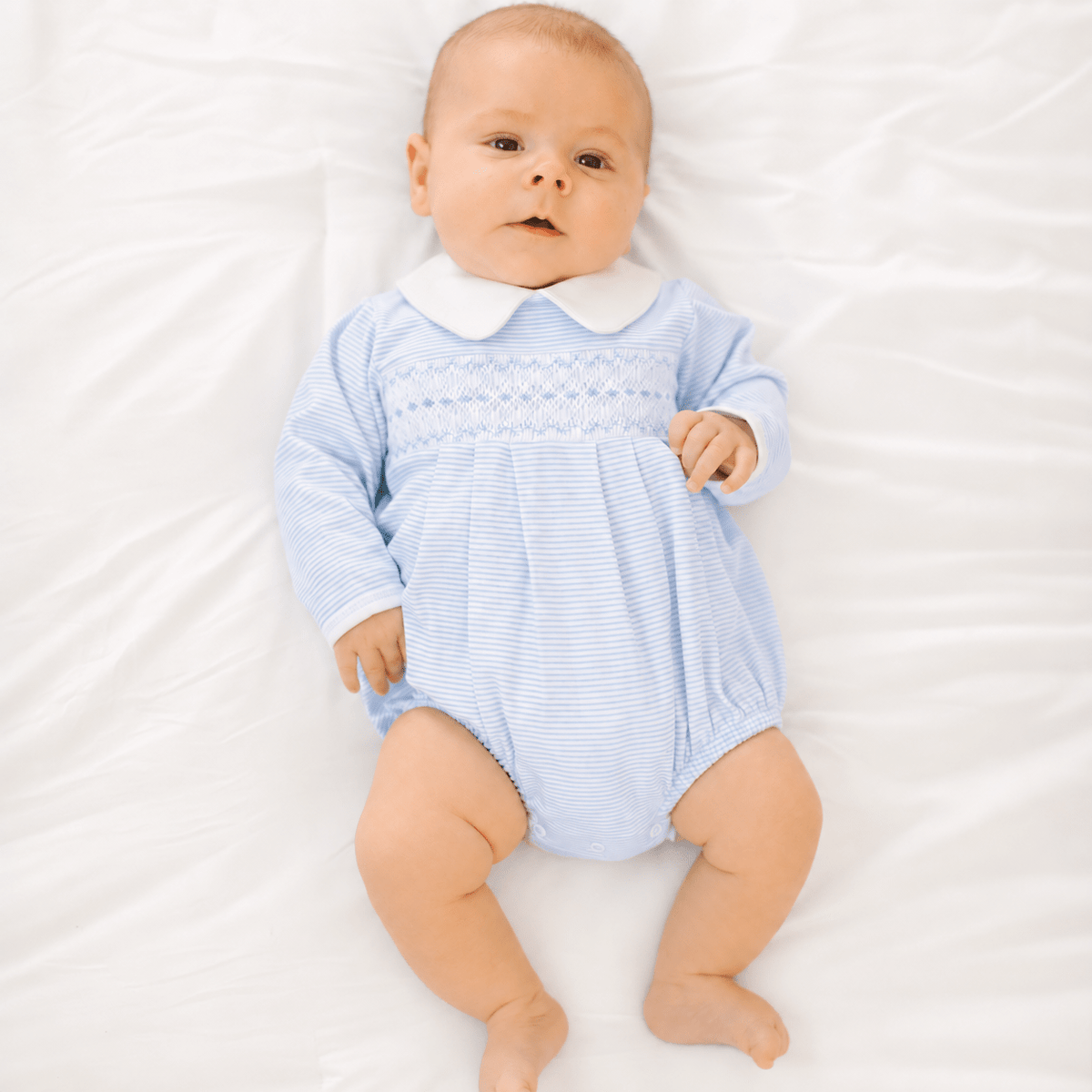 Magnolia Baby_Benjamin Smocked Long Sleeve Bubble - Light Blue_1