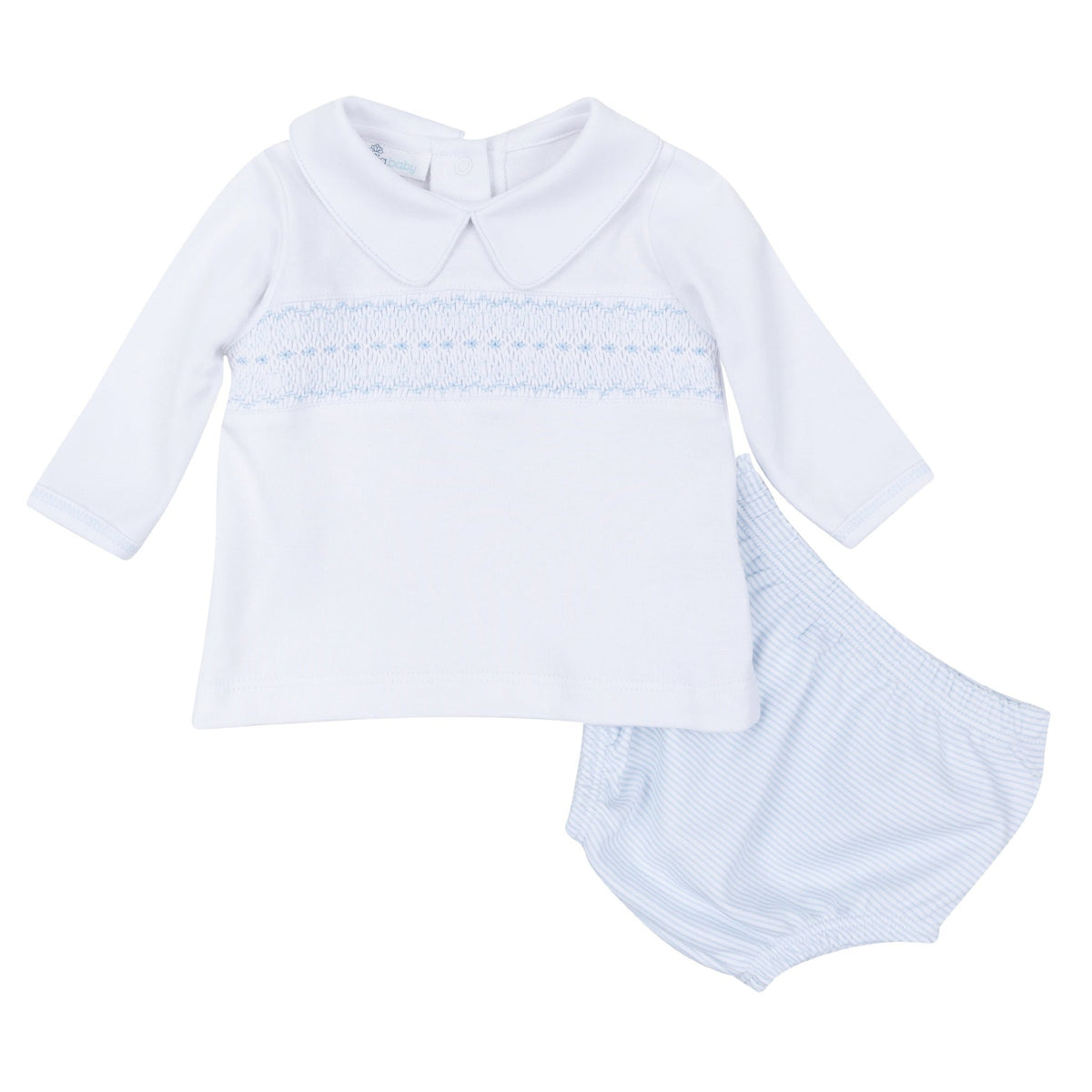 Magnolia Baby_Benjamin Smocked Long Sleeve Diaper Cover Set - Light Blue_6