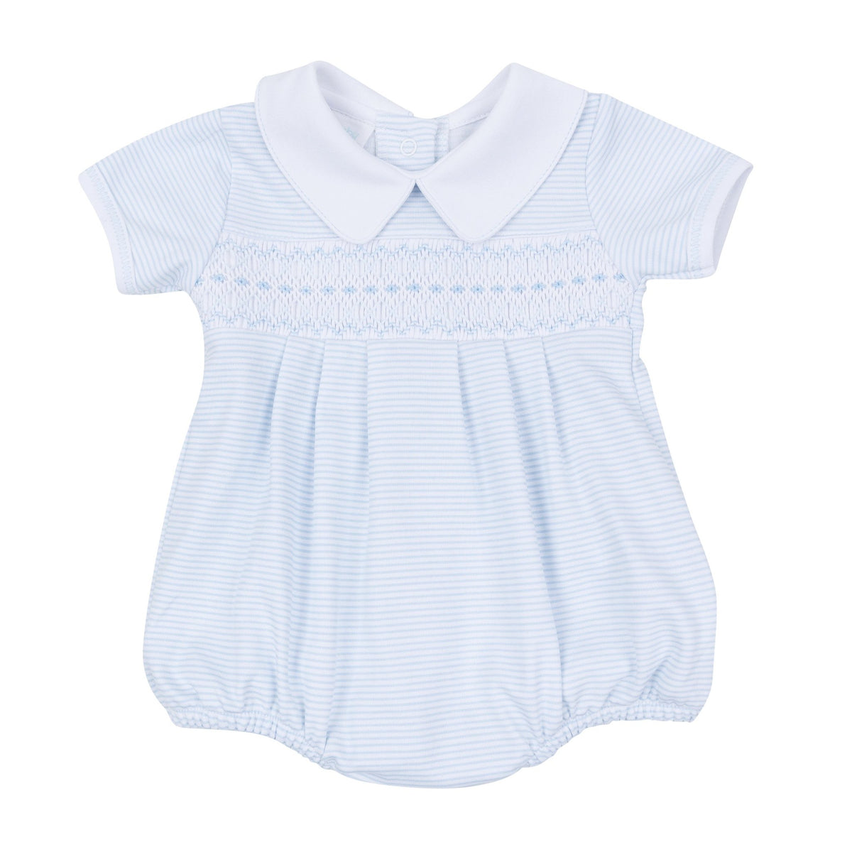 Magnolia Baby_Benjamin Smocked Short Sleeve Bubble - Light Blue_6