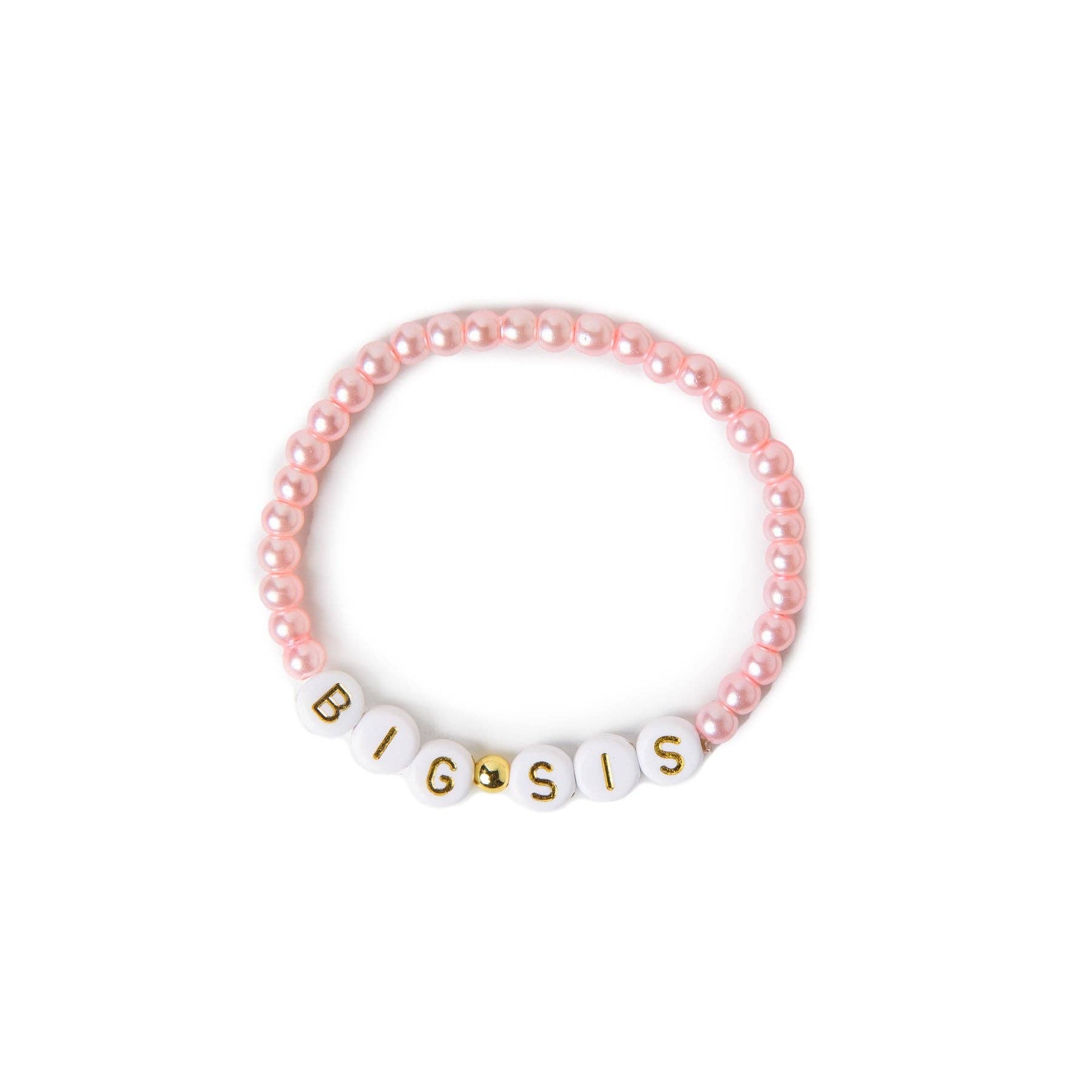 BIG SIS Pink Bead & White Letters Bracelet: Small - Magnolia Baby