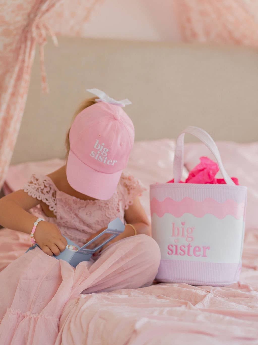 Big Sister Baseball Hat with Bow - Magnolia BabyHat