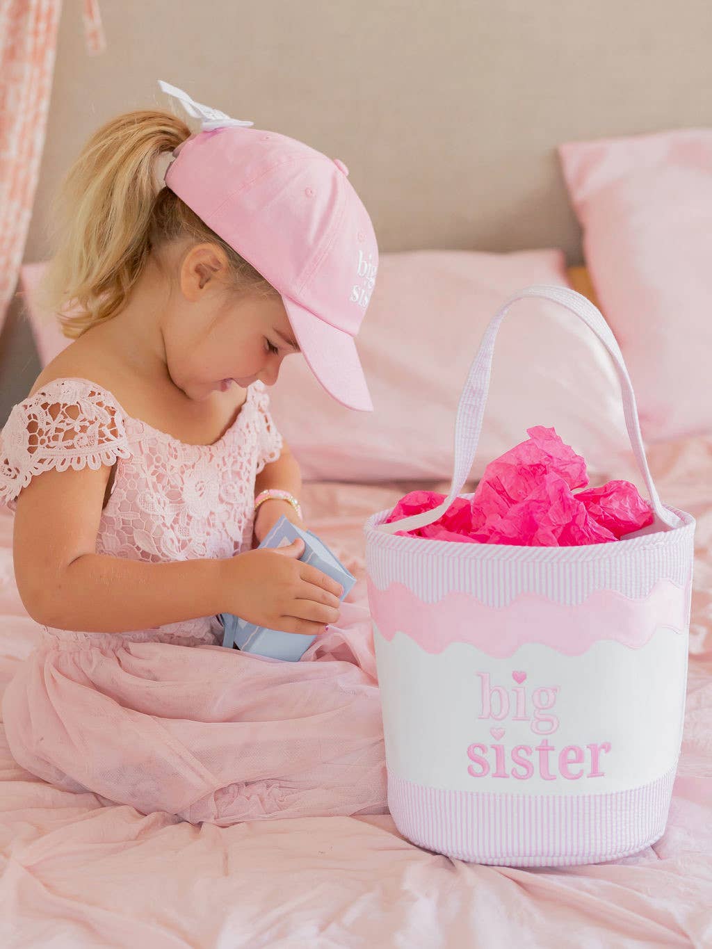 Big Sister Baseball Hat with Bow - Magnolia BabyHat