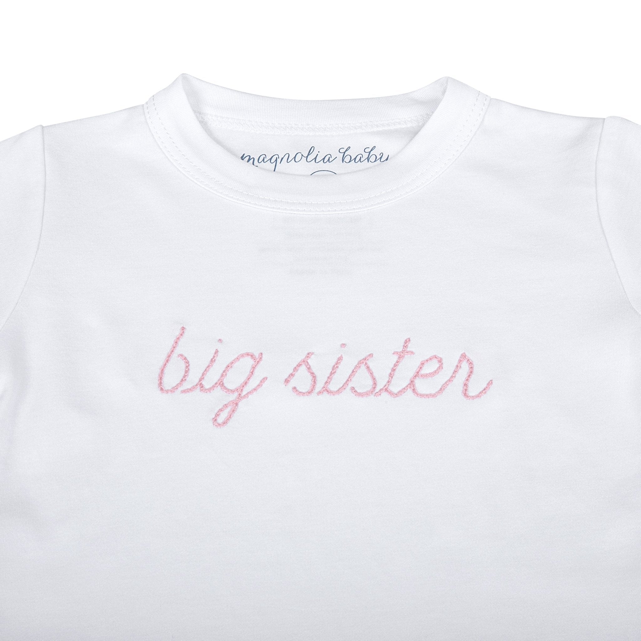 Big Sister Embroidered Long Pajamas - Magnolia Baby Long Pajamas