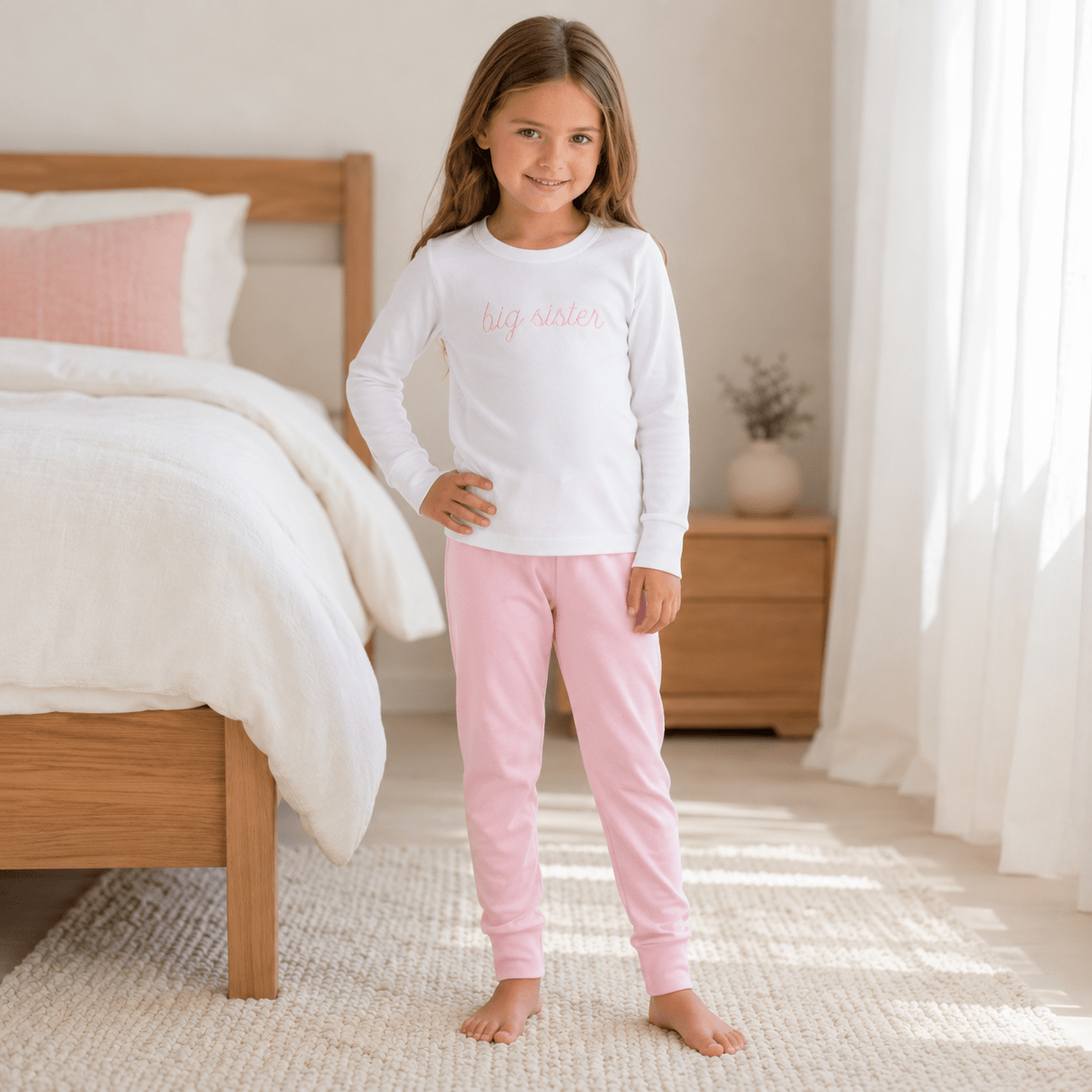 Magnolia Baby_Big Sister Embroidered Long Pajamas_1