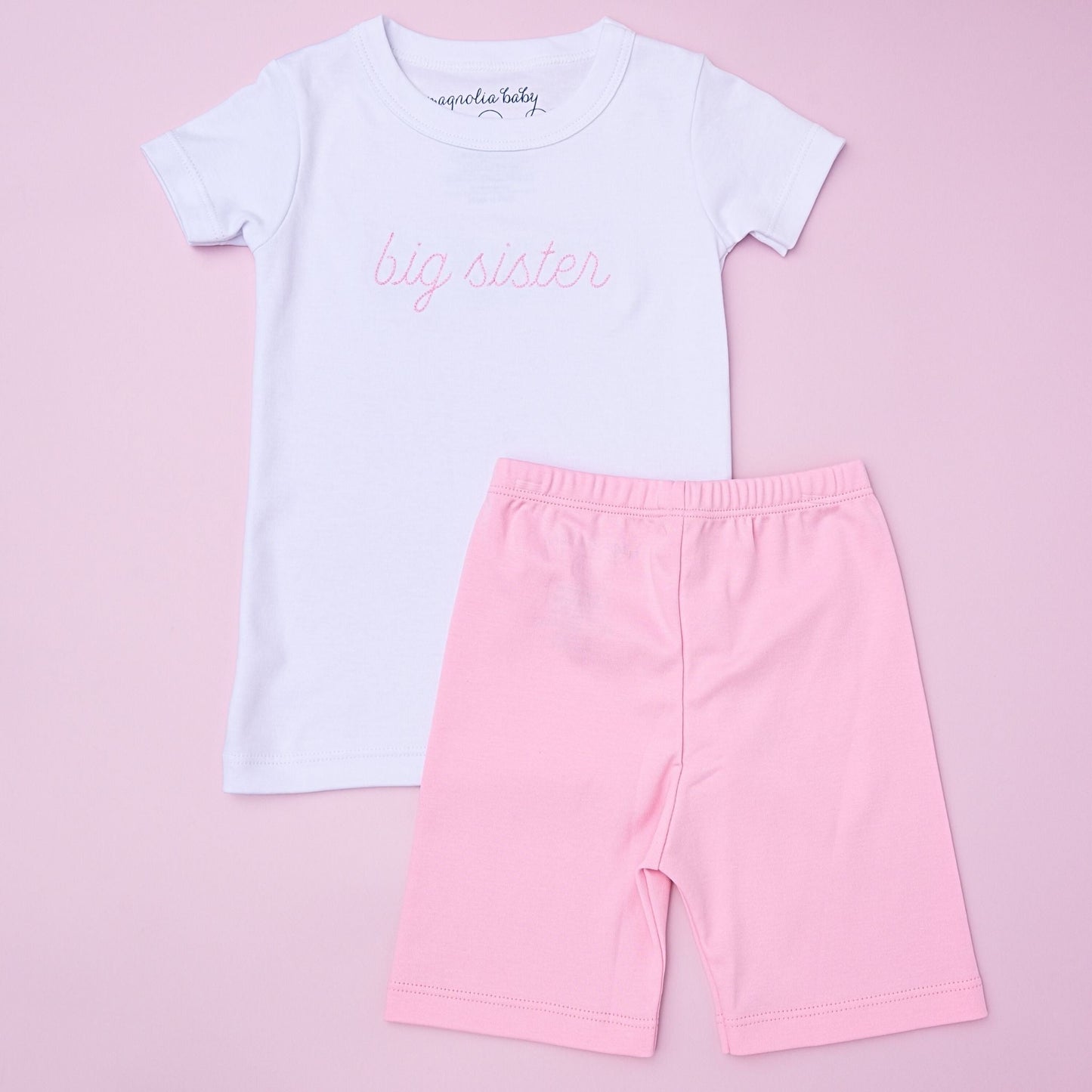 Big Sister Embroidered Short Pajamas - Magnolia Baby Short Pajamas