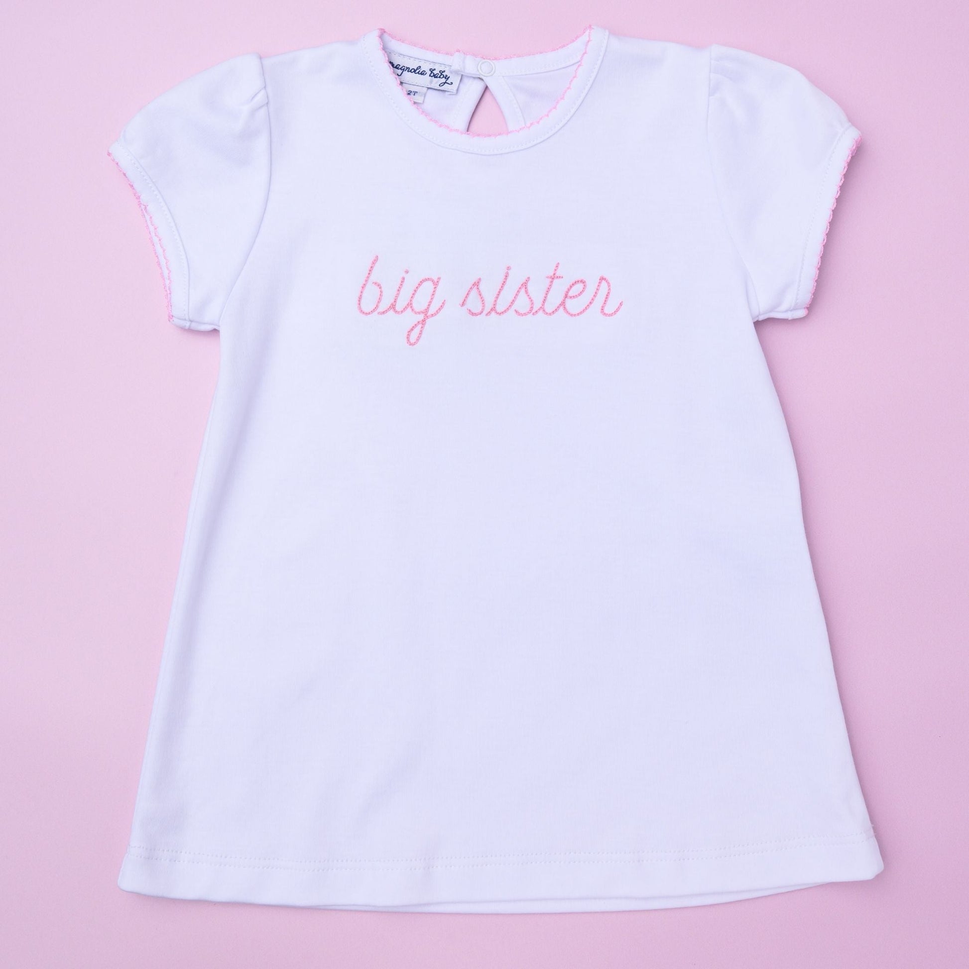 Big Sister Embroidered T-Shirt - Magnolia Baby T-Shirt