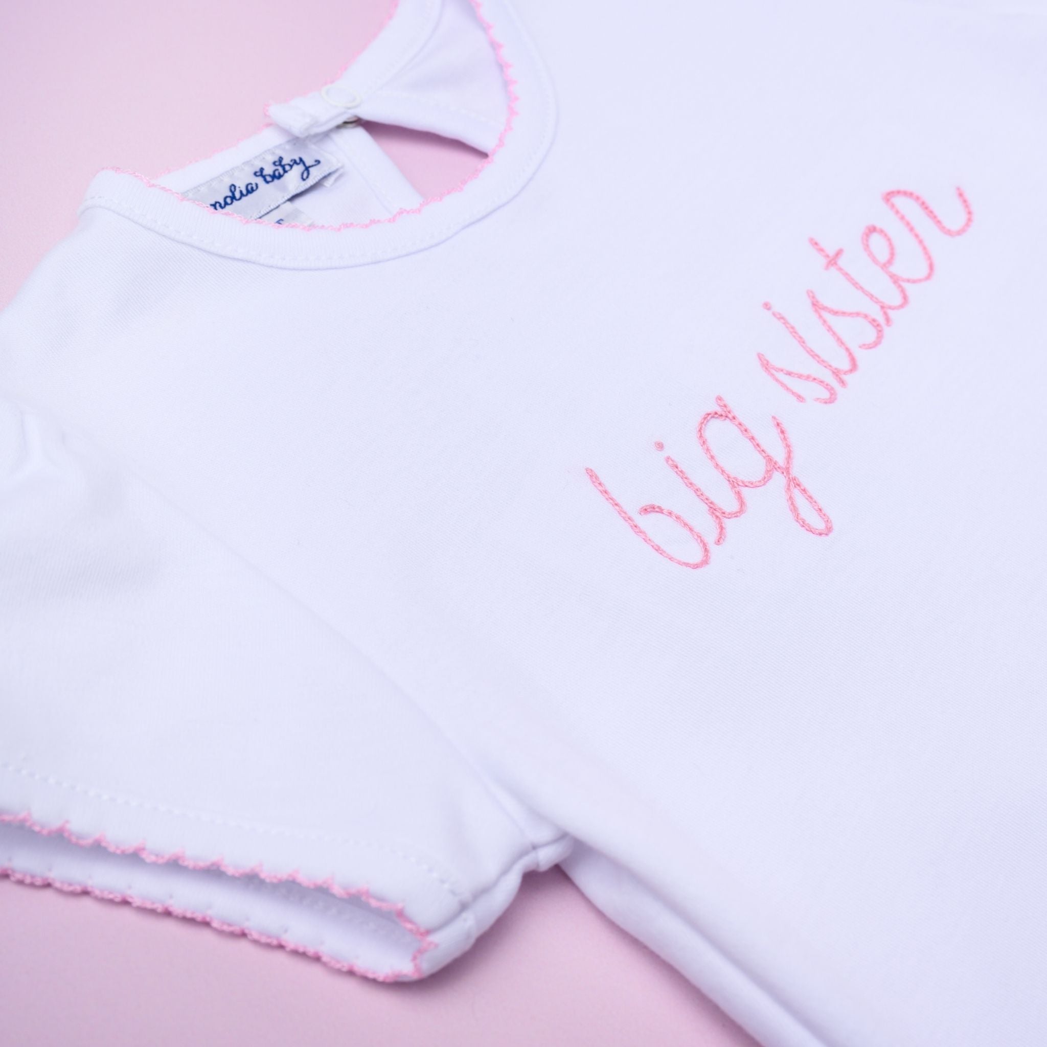 Big Sister Embroidered T-Shirt - Magnolia Baby T-Shirt