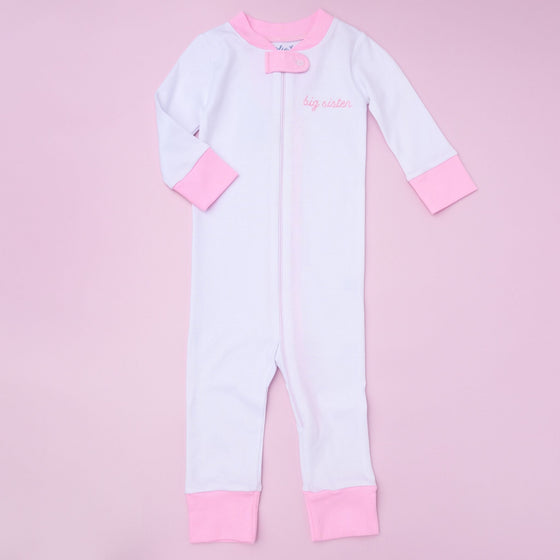 Big Sister Embroidered Zip Pajamas - Magnolia BabyZipper Pajamas