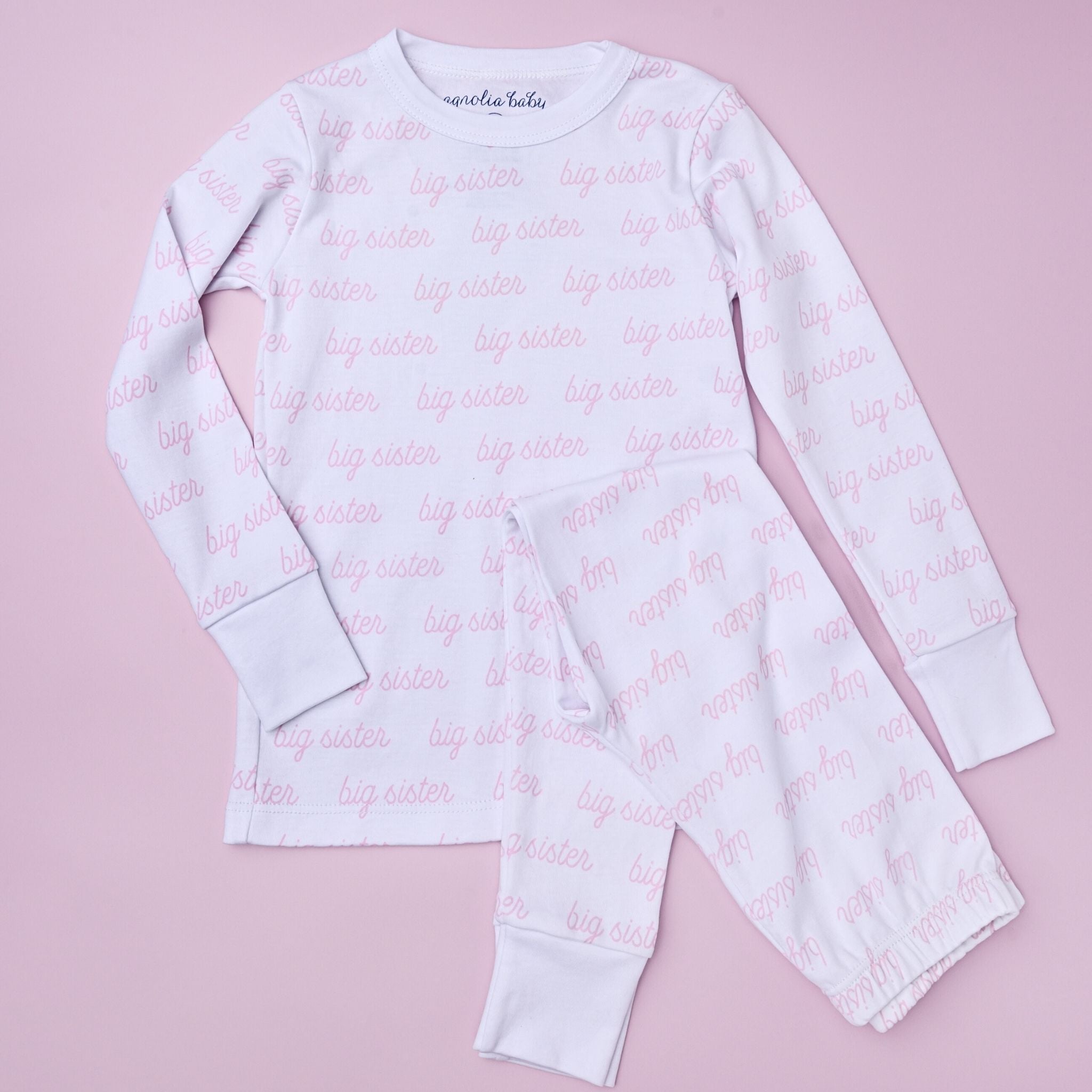 Big Sister Print Long Pajamas - Magnolia Baby Long Pajamas