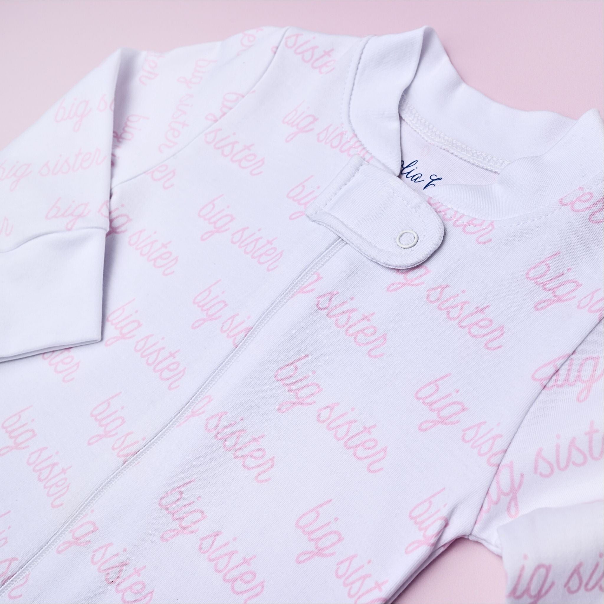 Big Sister Print Zip Pajamas - Magnolia Baby Zipper Pajamas