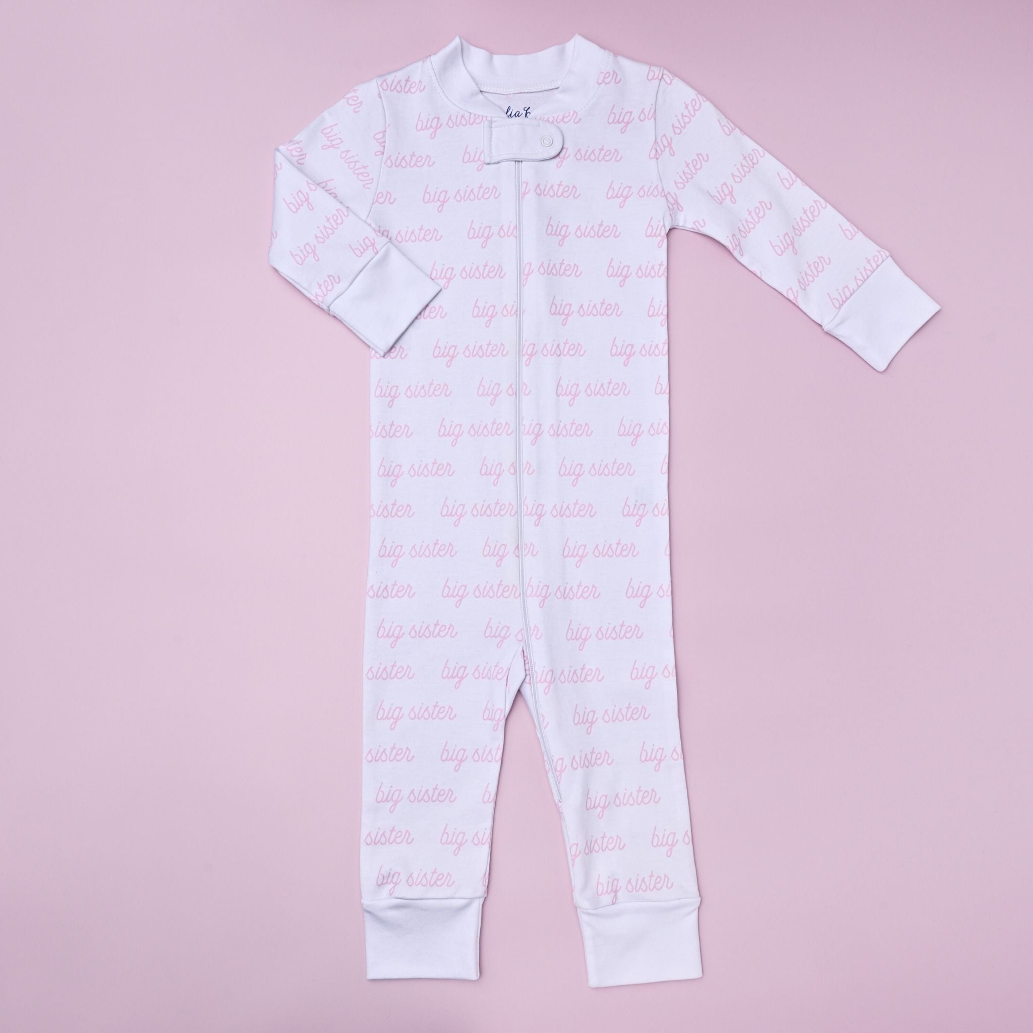 Big Sister Print Zip Pajamas - Magnolia Baby Zipper Pajamas